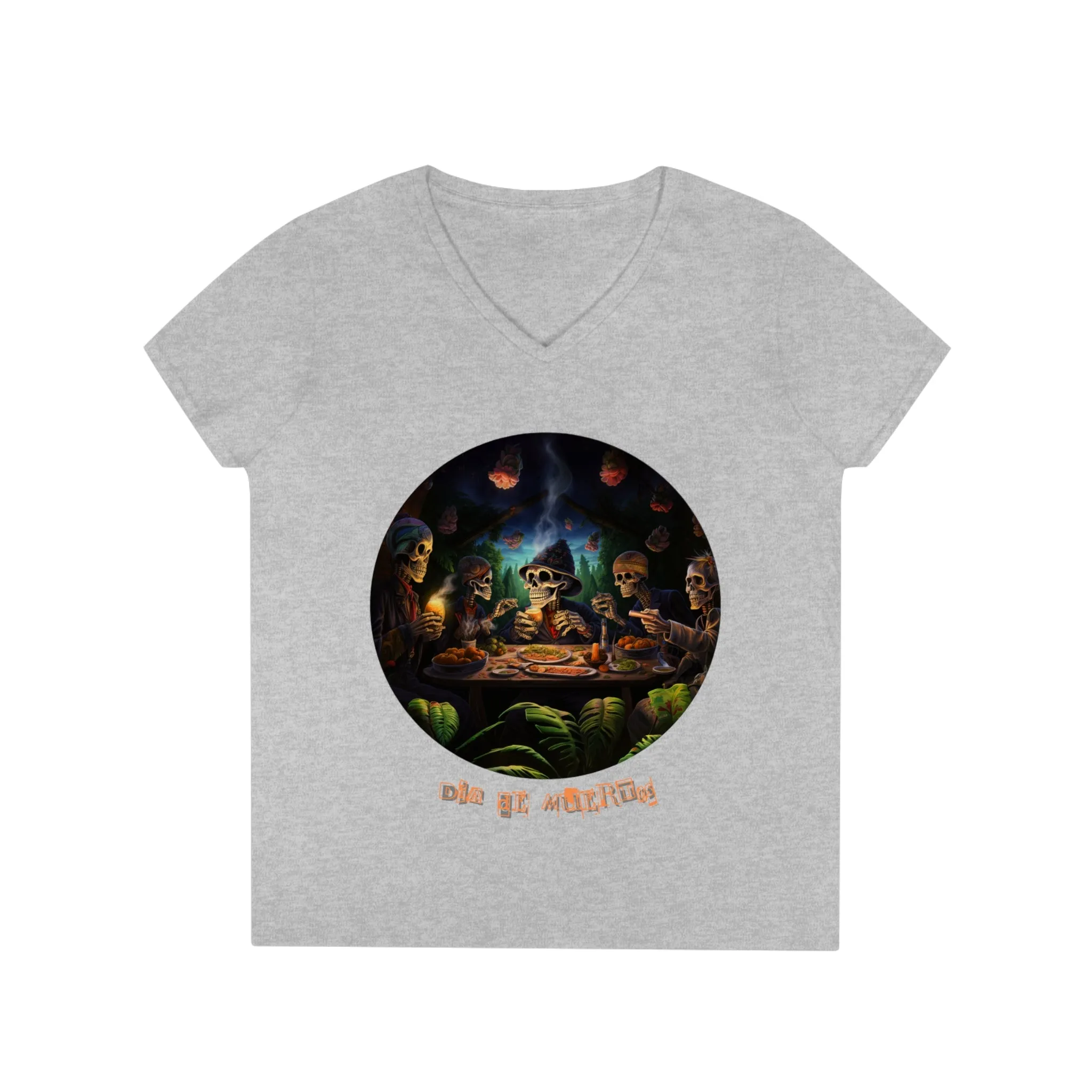 Ladies' V-Neck T-Shirt Día de Muertos