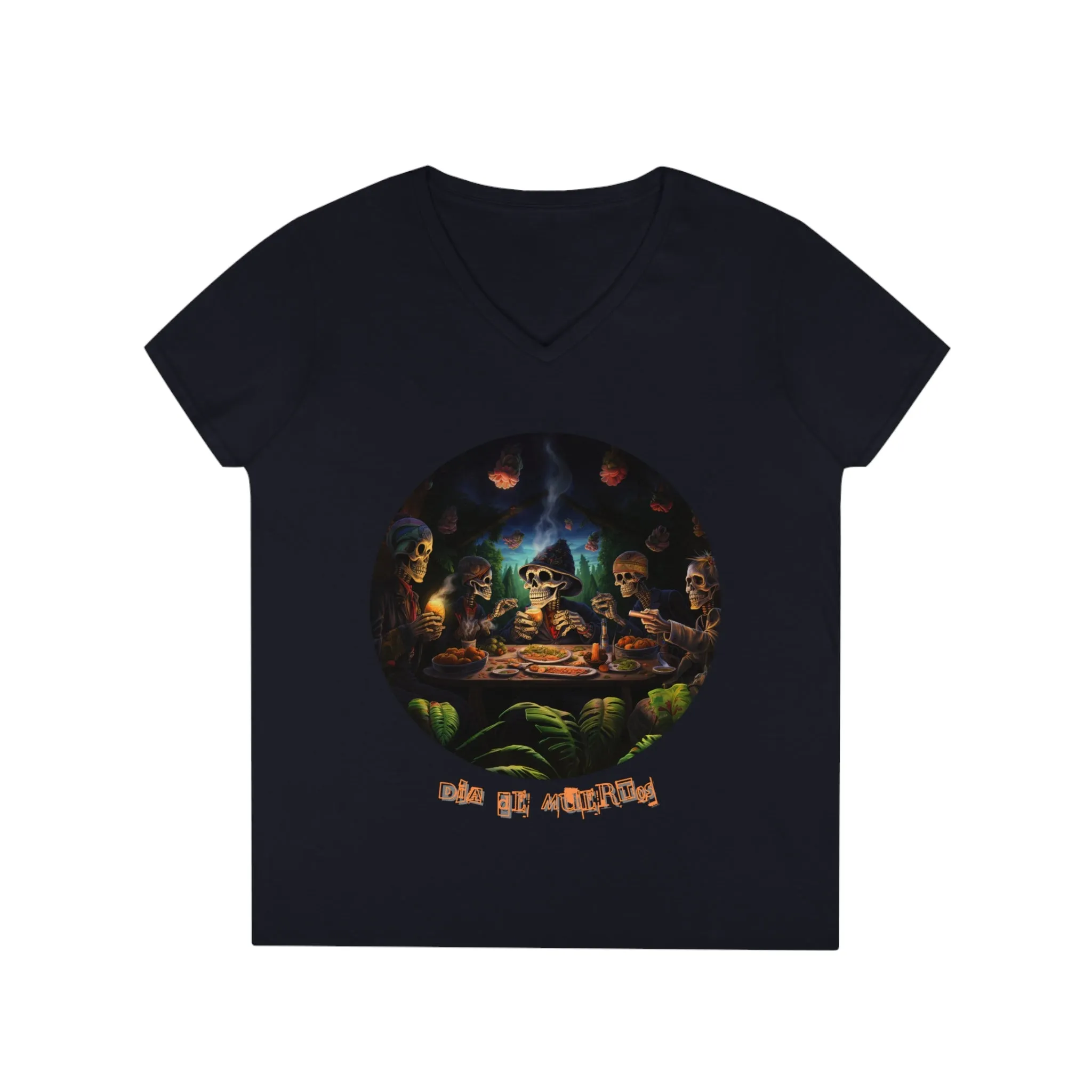 Ladies' V-Neck T-Shirt Día de Muertos