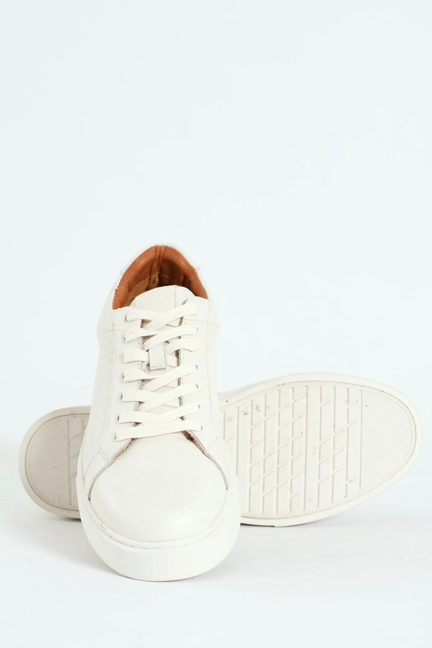Leather Lace Up Sneaker - White