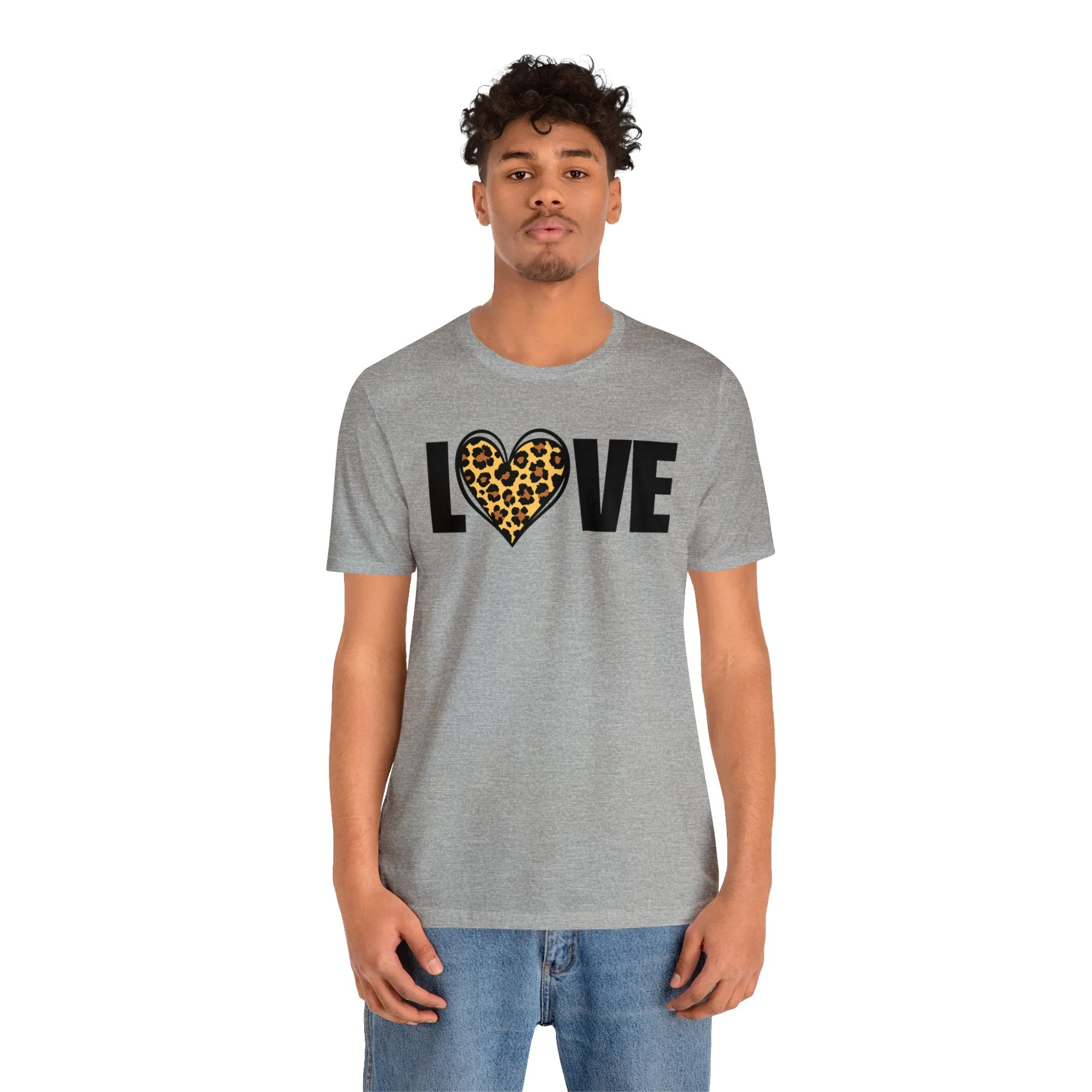 Leopard Heart Happy Valentine's Day T-Shirt | Sweetheart Love Tee |  Bella Canvas 3001 Unisex |  I Love You Short Sleeve Tshirt