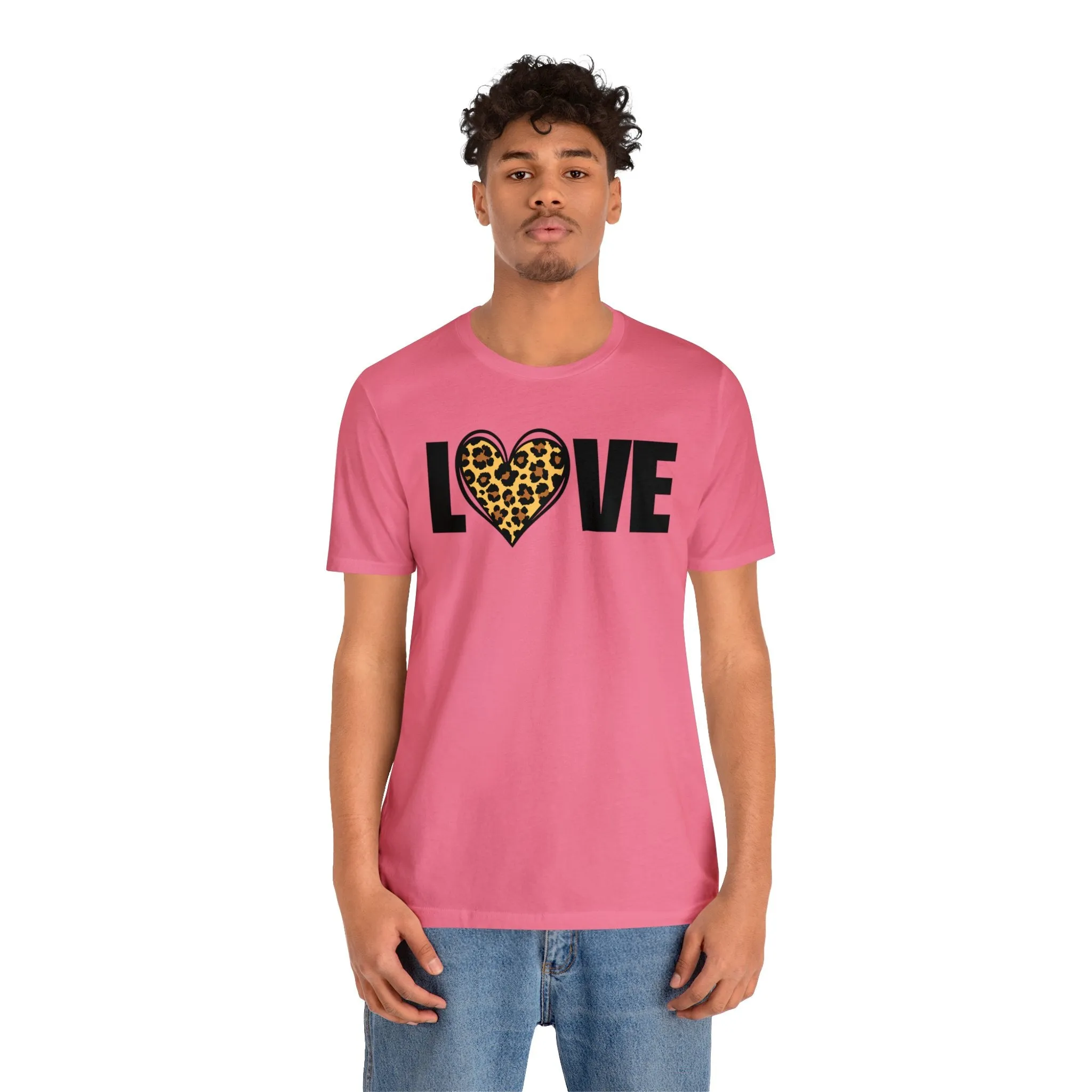 Leopard Heart Happy Valentine's Day T-Shirt | Sweetheart Love Tee |  Bella Canvas 3001 Unisex |  I Love You Short Sleeve Tshirt