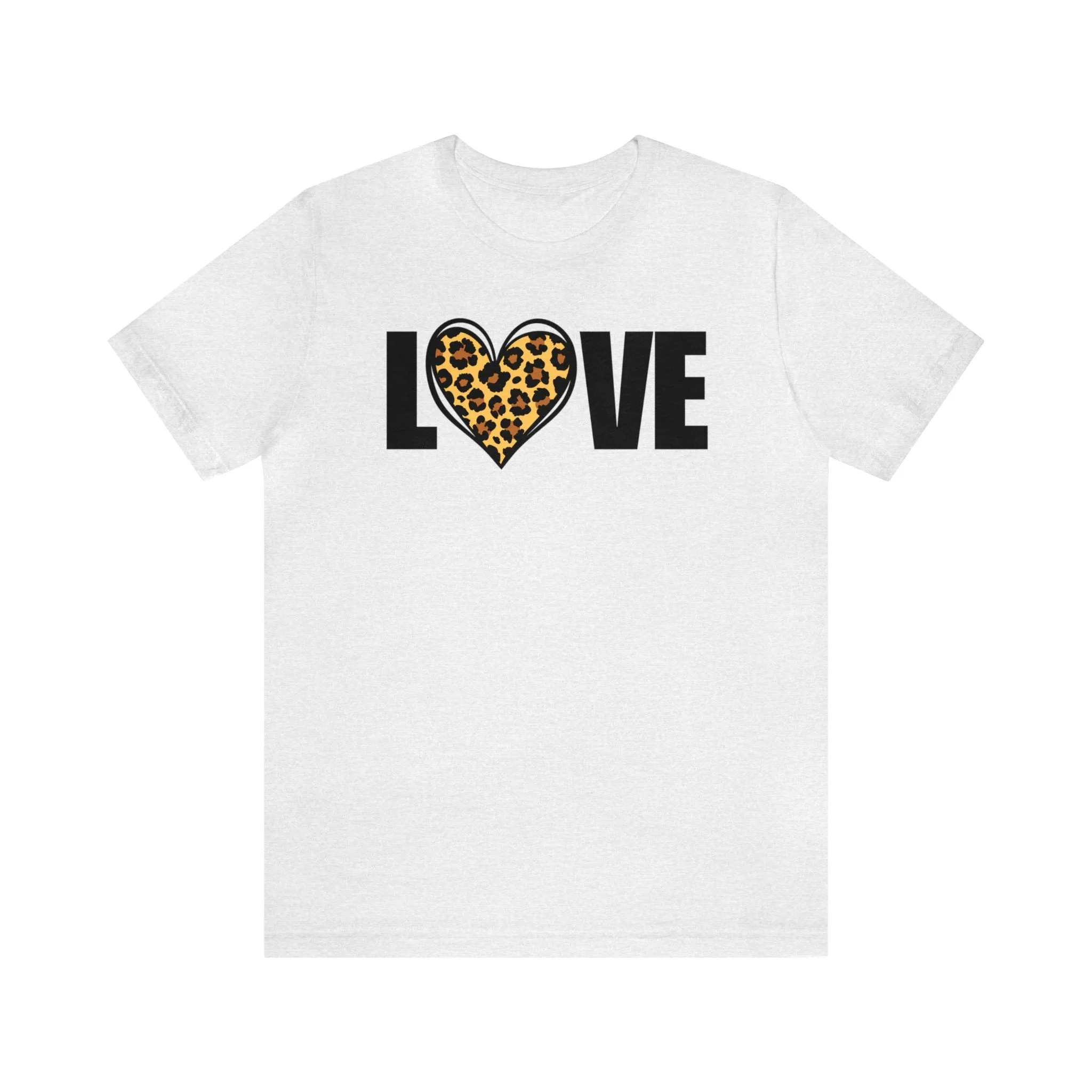 Leopard Heart Happy Valentine's Day T-Shirt | Sweetheart Love Tee |  Bella Canvas 3001 Unisex |  I Love You Short Sleeve Tshirt