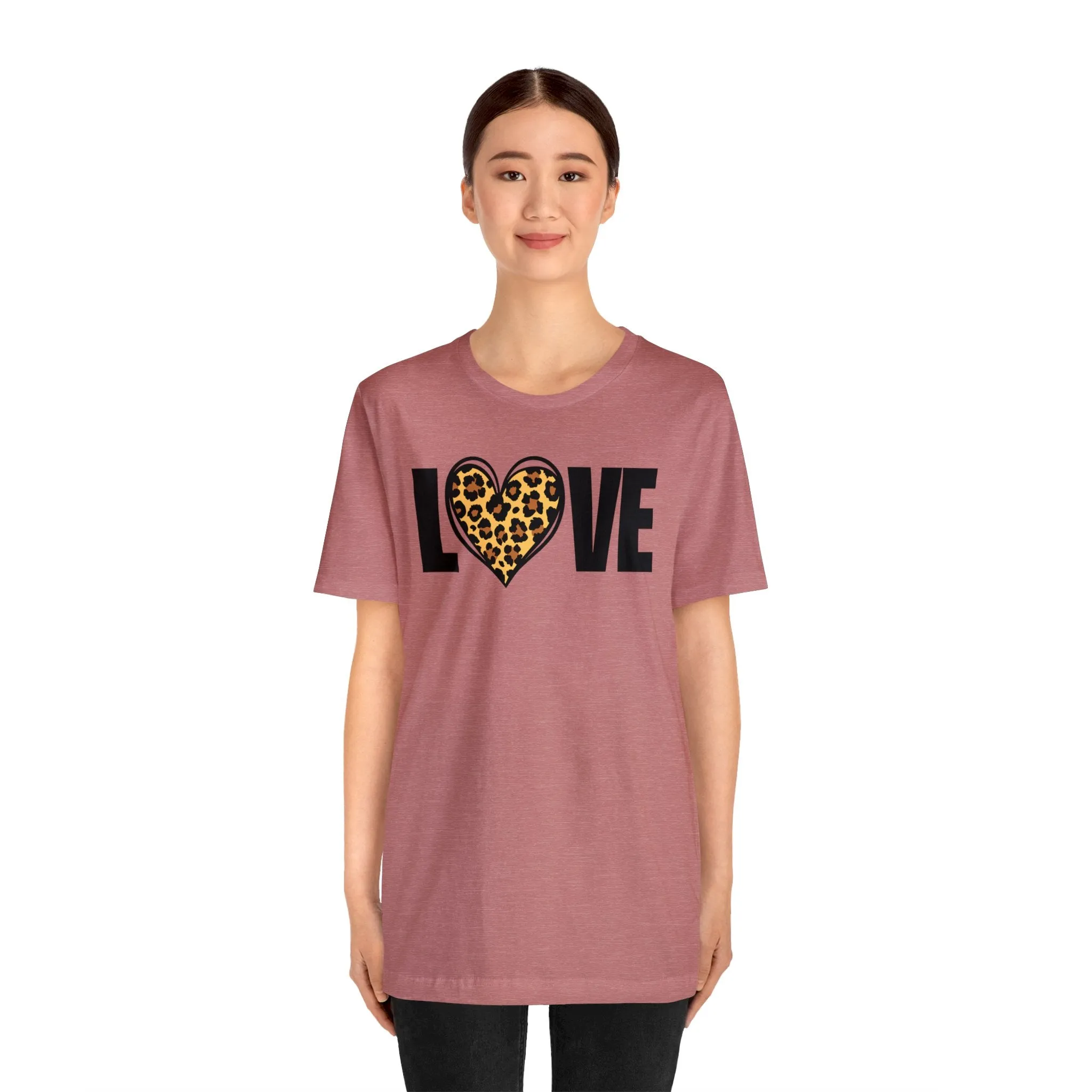 Leopard Heart Happy Valentine's Day T-Shirt | Sweetheart Love Tee |  Bella Canvas 3001 Unisex |  I Love You Short Sleeve Tshirt