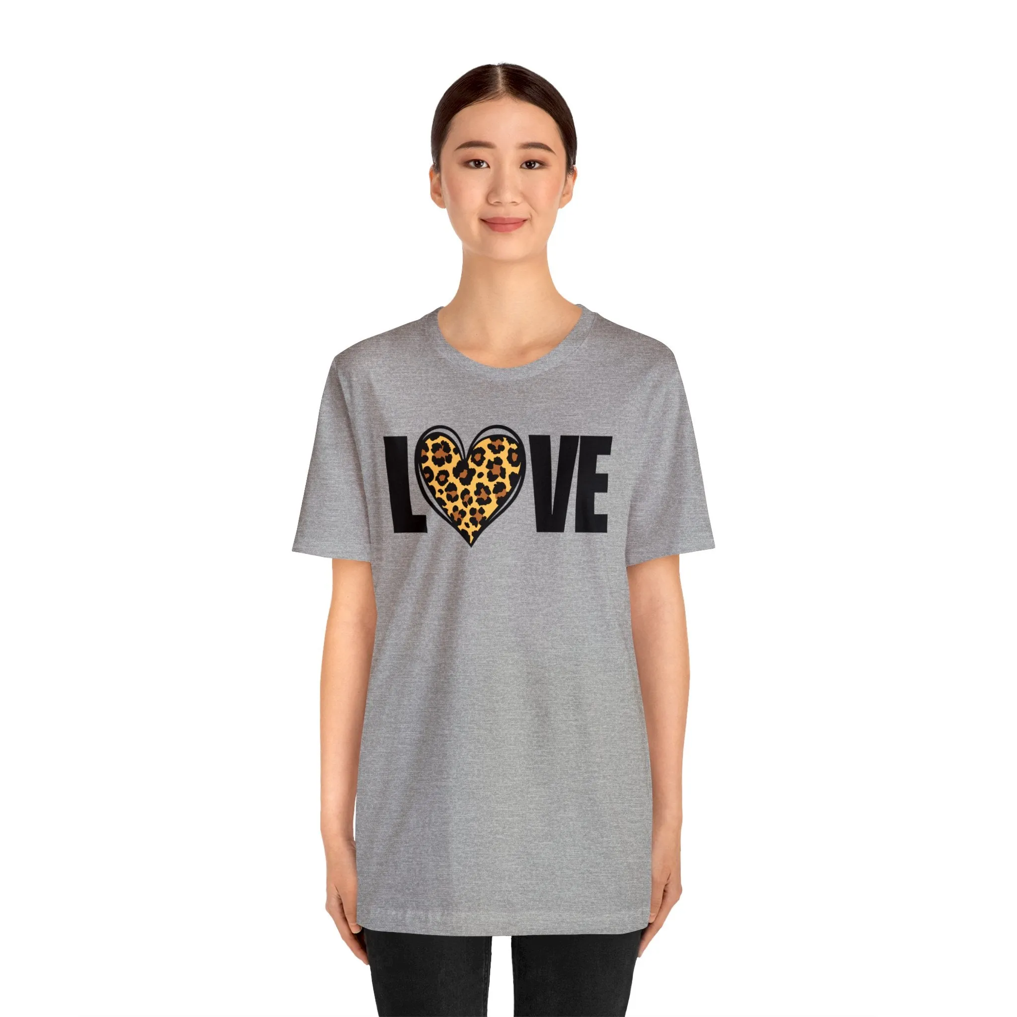 Leopard Heart Happy Valentine's Day T-Shirt | Sweetheart Love Tee |  Bella Canvas 3001 Unisex |  I Love You Short Sleeve Tshirt