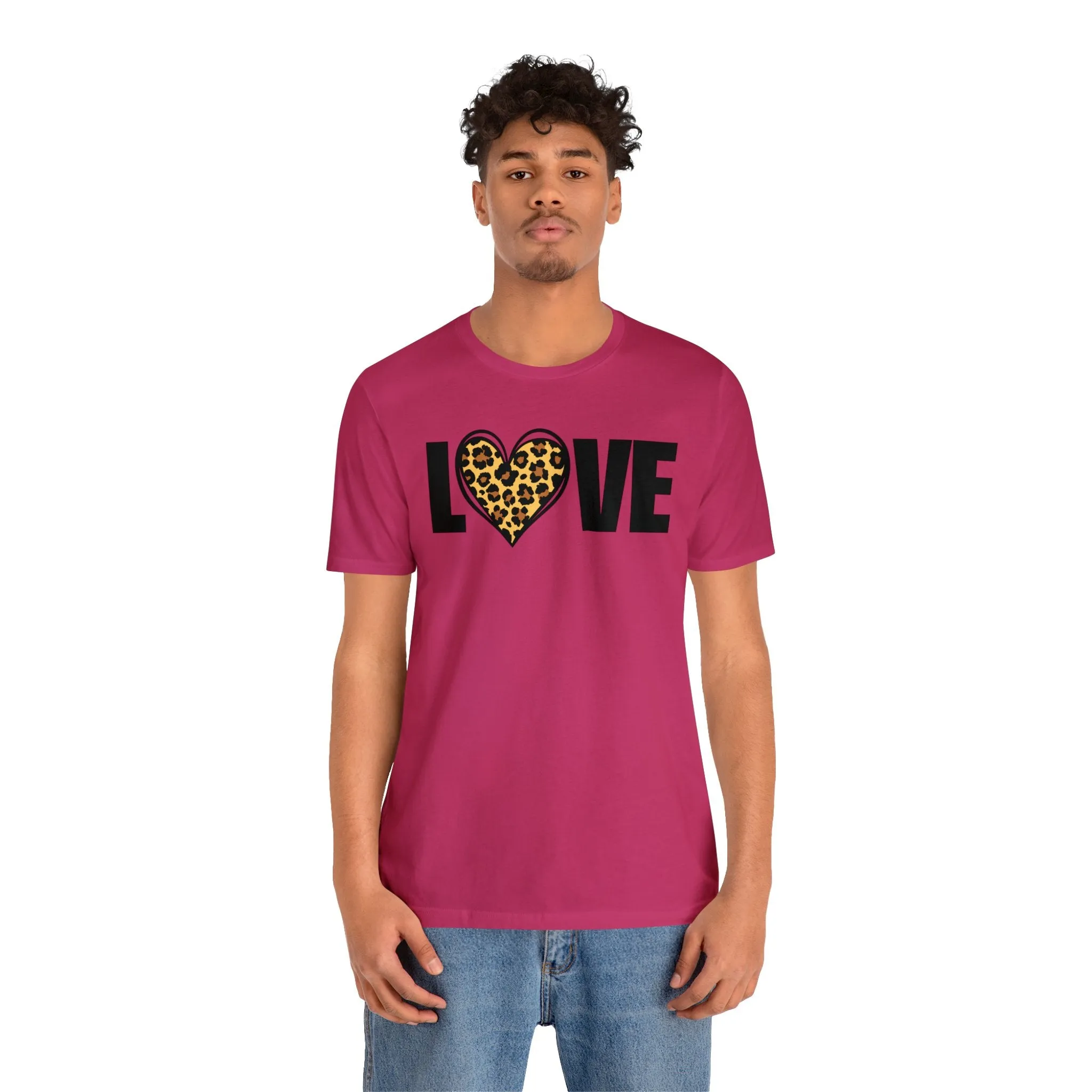 Leopard Heart Happy Valentine's Day T-Shirt | Sweetheart Love Tee |  Bella Canvas 3001 Unisex |  I Love You Short Sleeve Tshirt