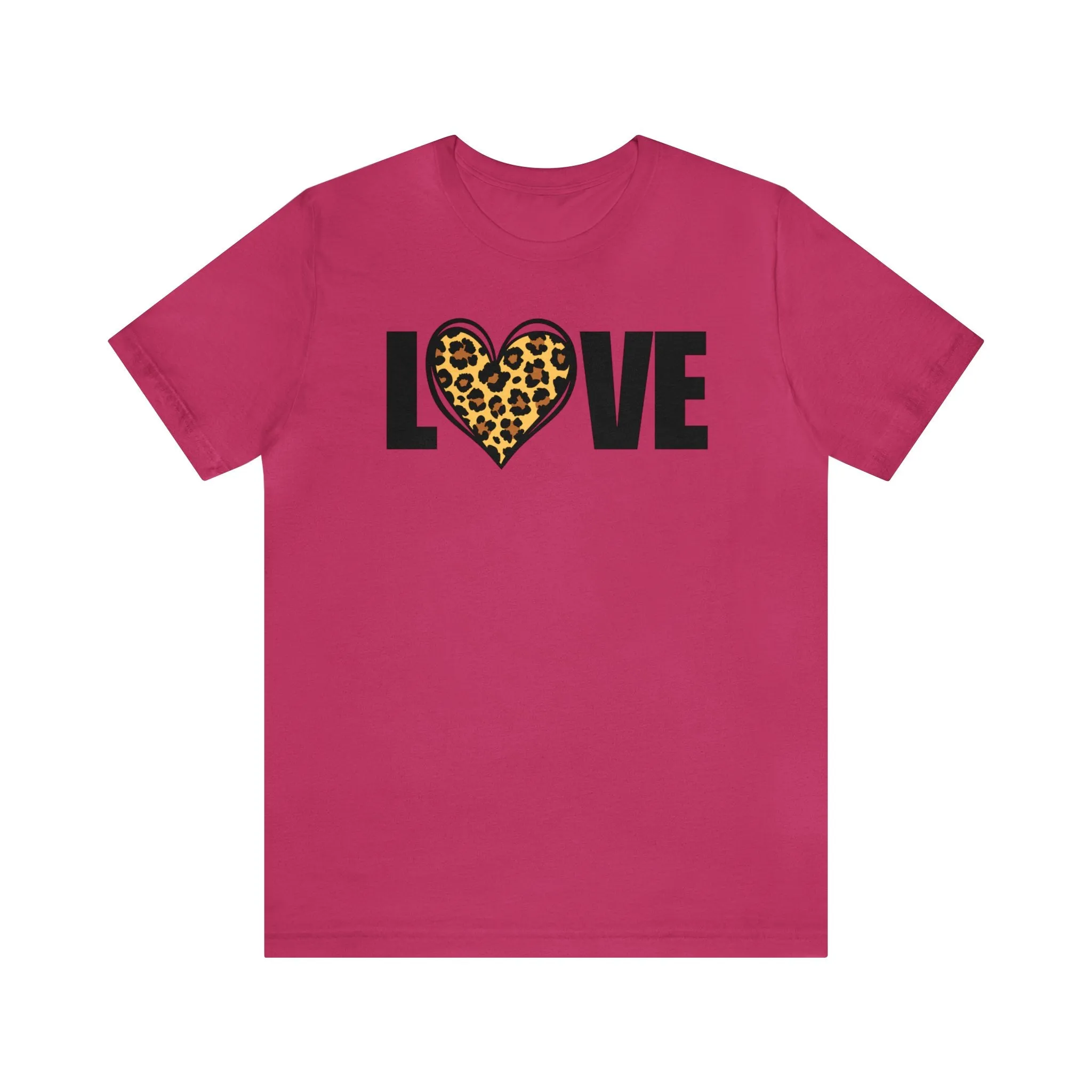 Leopard Heart Happy Valentine's Day T-Shirt | Sweetheart Love Tee |  Bella Canvas 3001 Unisex |  I Love You Short Sleeve Tshirt