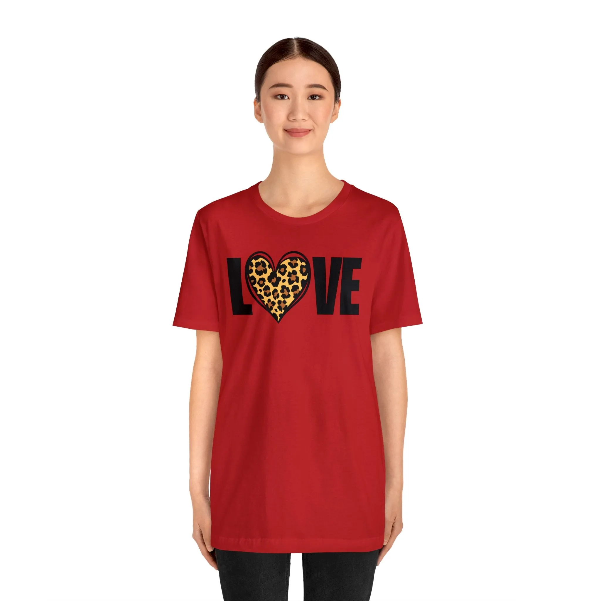 Leopard Heart Happy Valentine's Day T-Shirt | Sweetheart Love Tee |  Bella Canvas 3001 Unisex |  I Love You Short Sleeve Tshirt