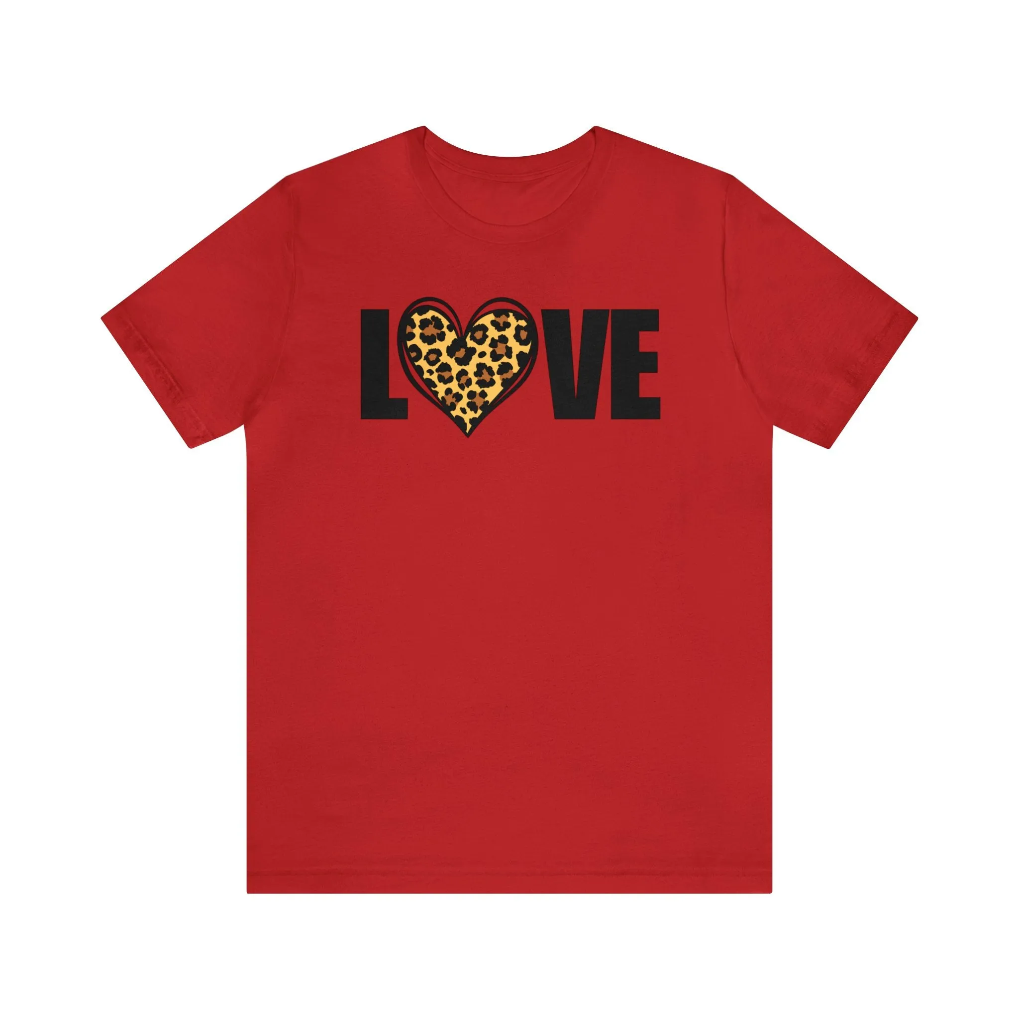 Leopard Heart Happy Valentine's Day T-Shirt | Sweetheart Love Tee |  Bella Canvas 3001 Unisex |  I Love You Short Sleeve Tshirt