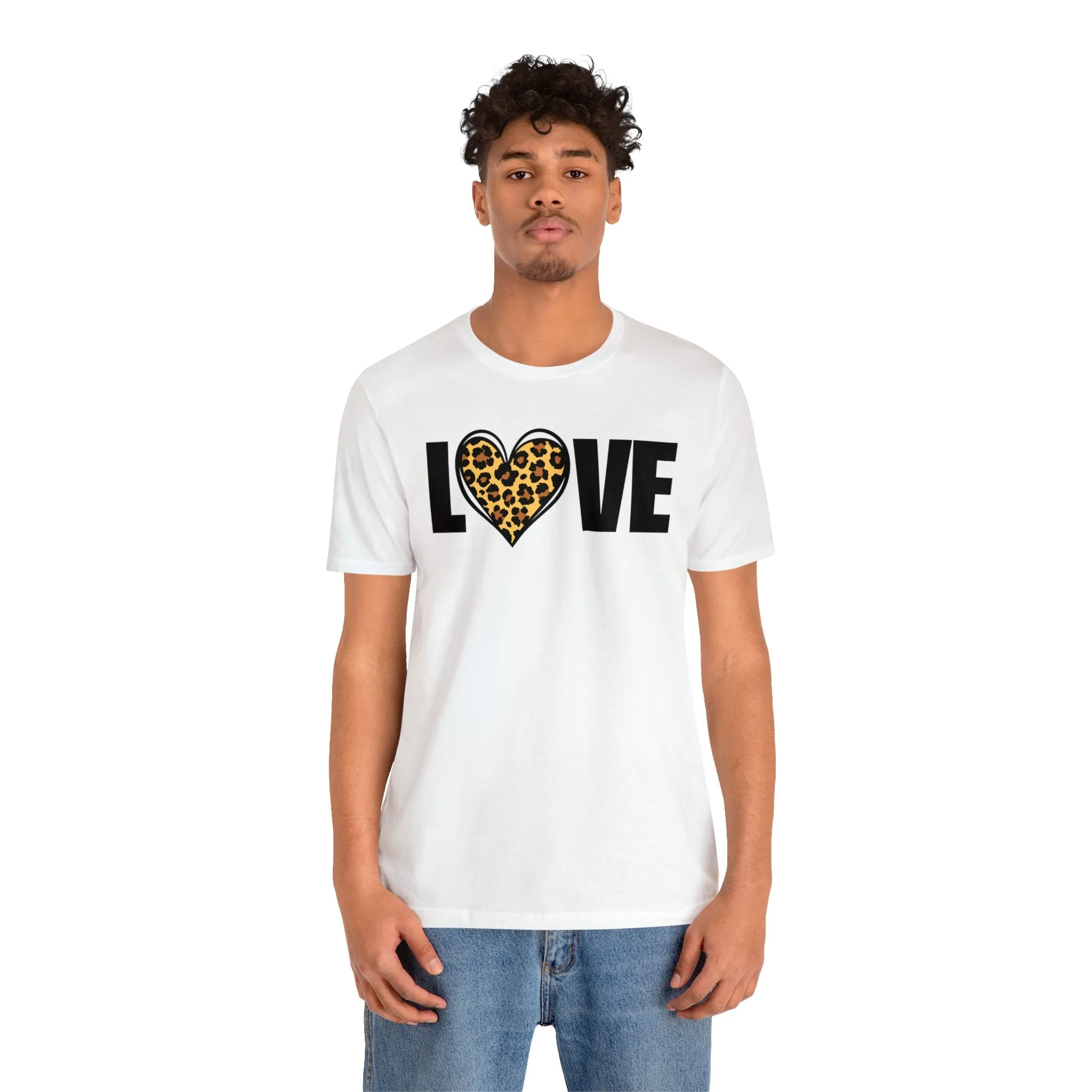 Leopard Heart Happy Valentine's Day T-Shirt | Sweetheart Love Tee |  Bella Canvas 3001 Unisex |  I Love You Short Sleeve Tshirt