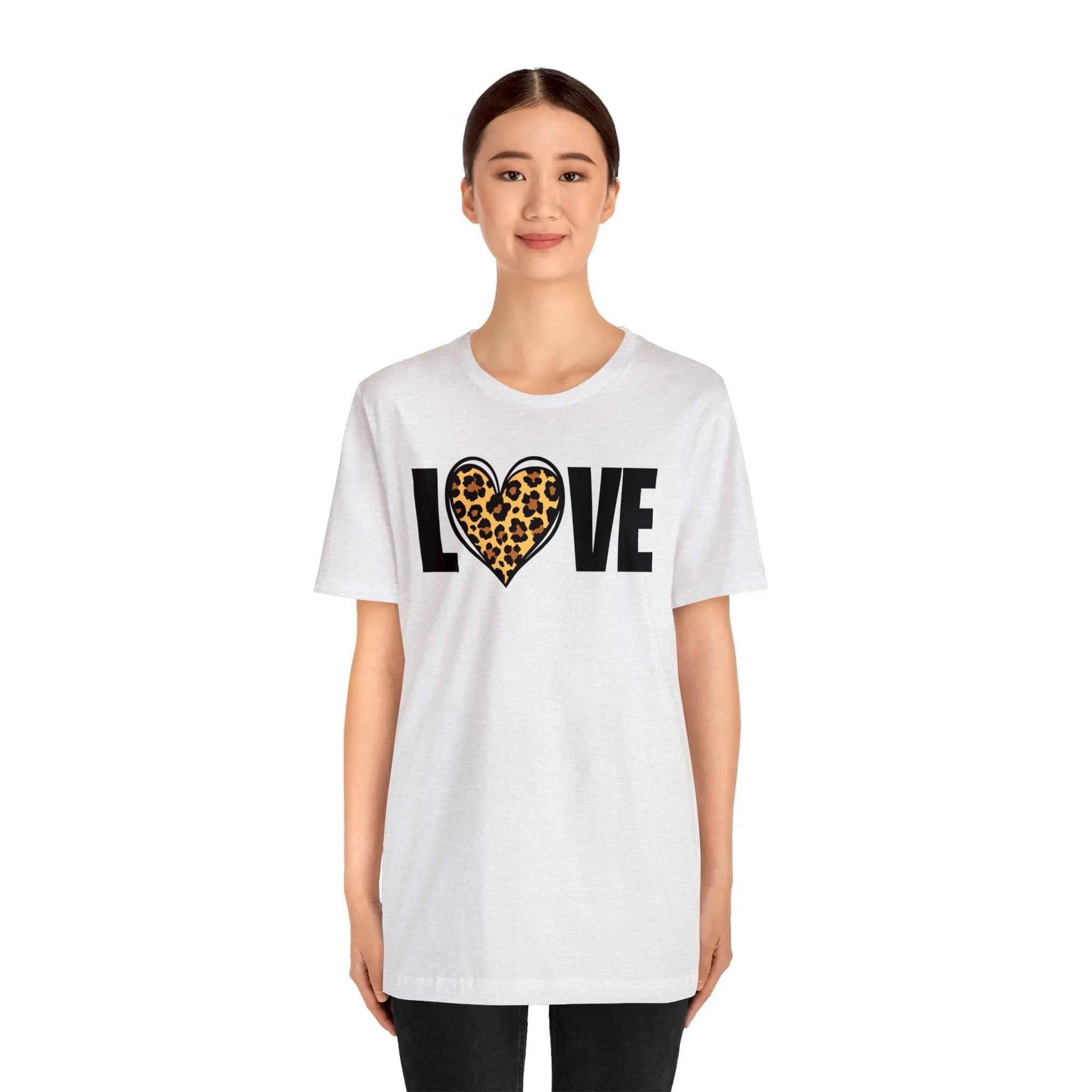 Leopard Heart Happy Valentine's Day T-Shirt | Sweetheart Love Tee |  Bella Canvas 3001 Unisex |  I Love You Short Sleeve Tshirt