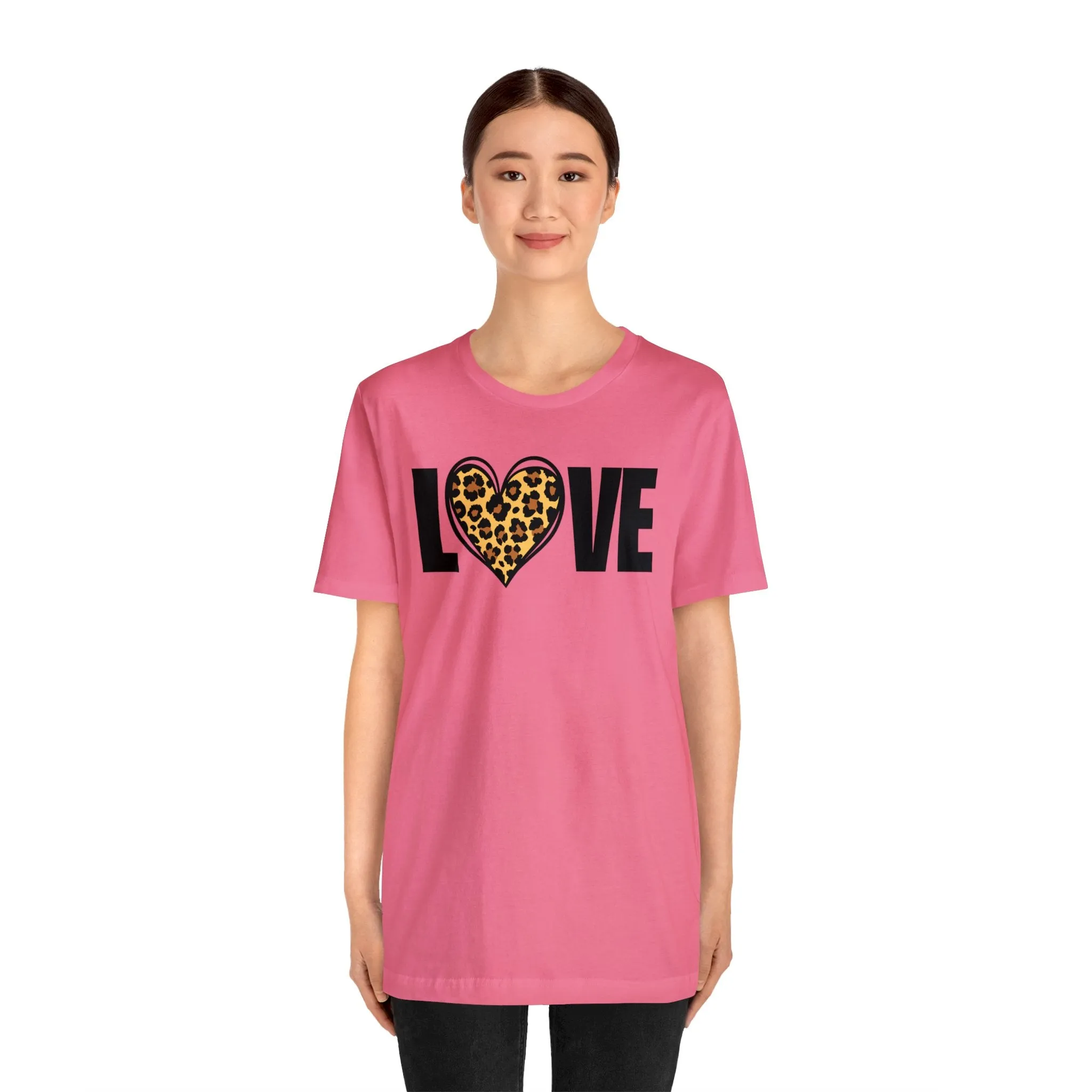 Leopard Heart Happy Valentine's Day T-Shirt | Sweetheart Love Tee |  Bella Canvas 3001 Unisex |  I Love You Short Sleeve Tshirt