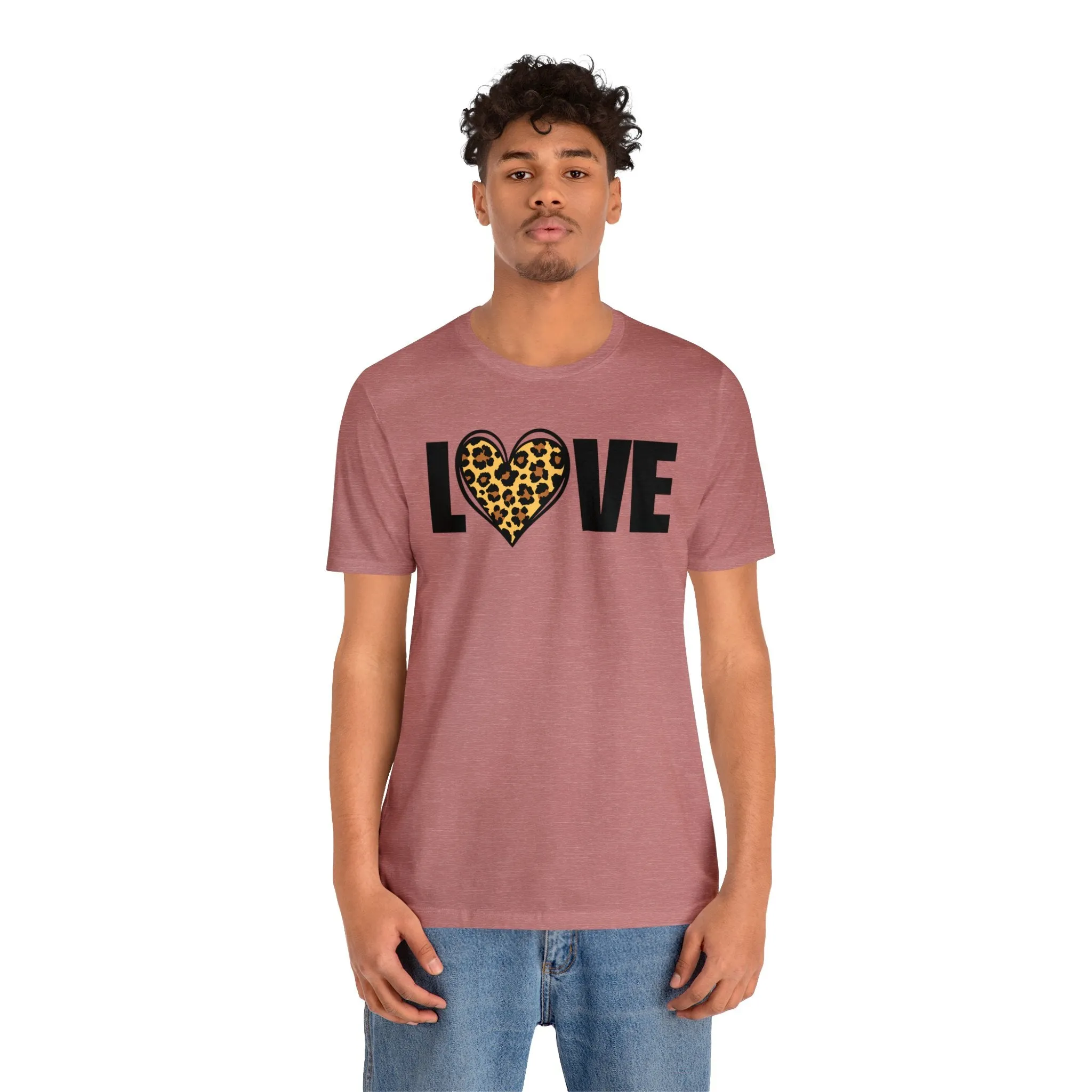 Leopard Heart Happy Valentine's Day T-Shirt | Sweetheart Love Tee |  Bella Canvas 3001 Unisex |  I Love You Short Sleeve Tshirt
