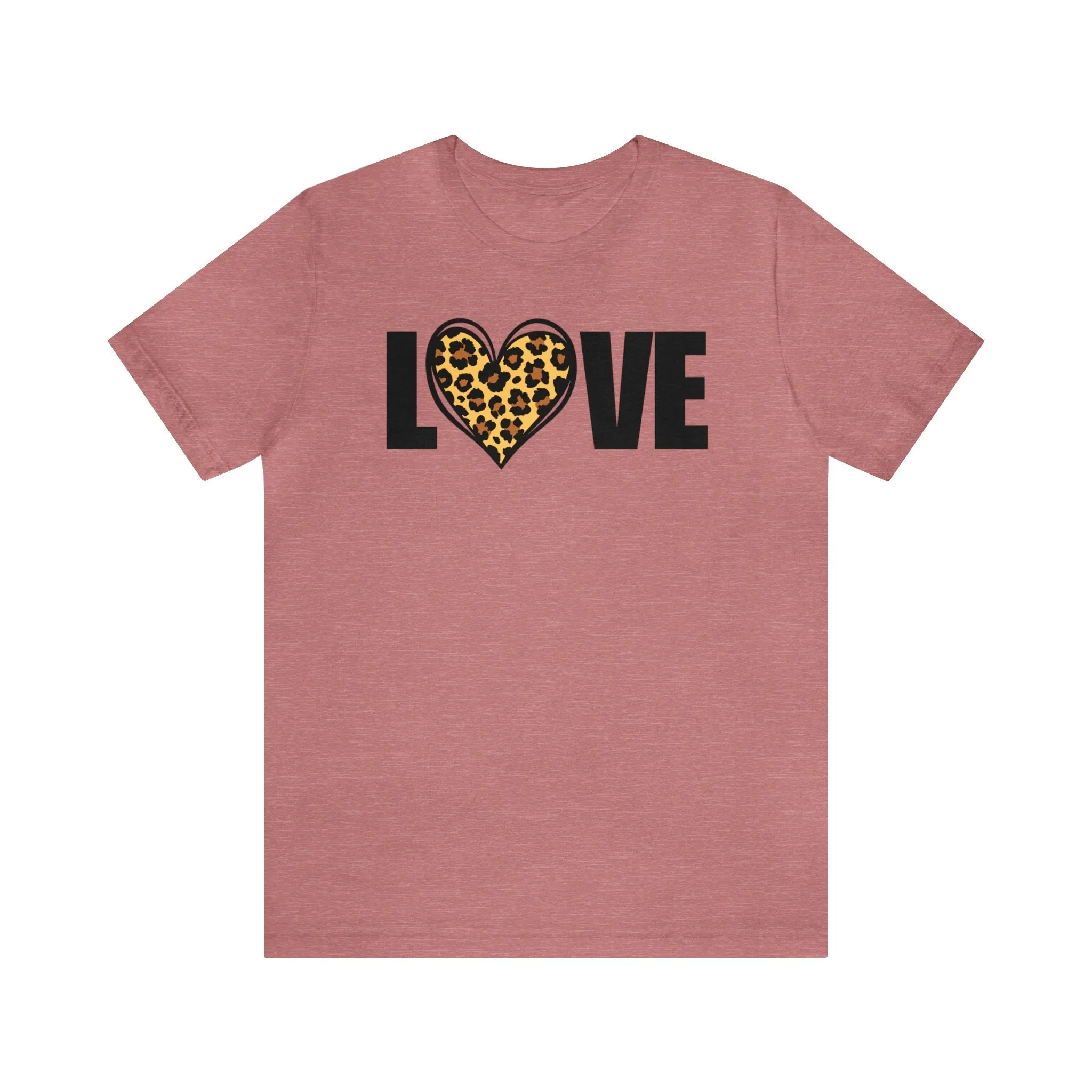 Leopard Heart Happy Valentine's Day T-Shirt | Sweetheart Love Tee |  Bella Canvas 3001 Unisex |  I Love You Short Sleeve Tshirt