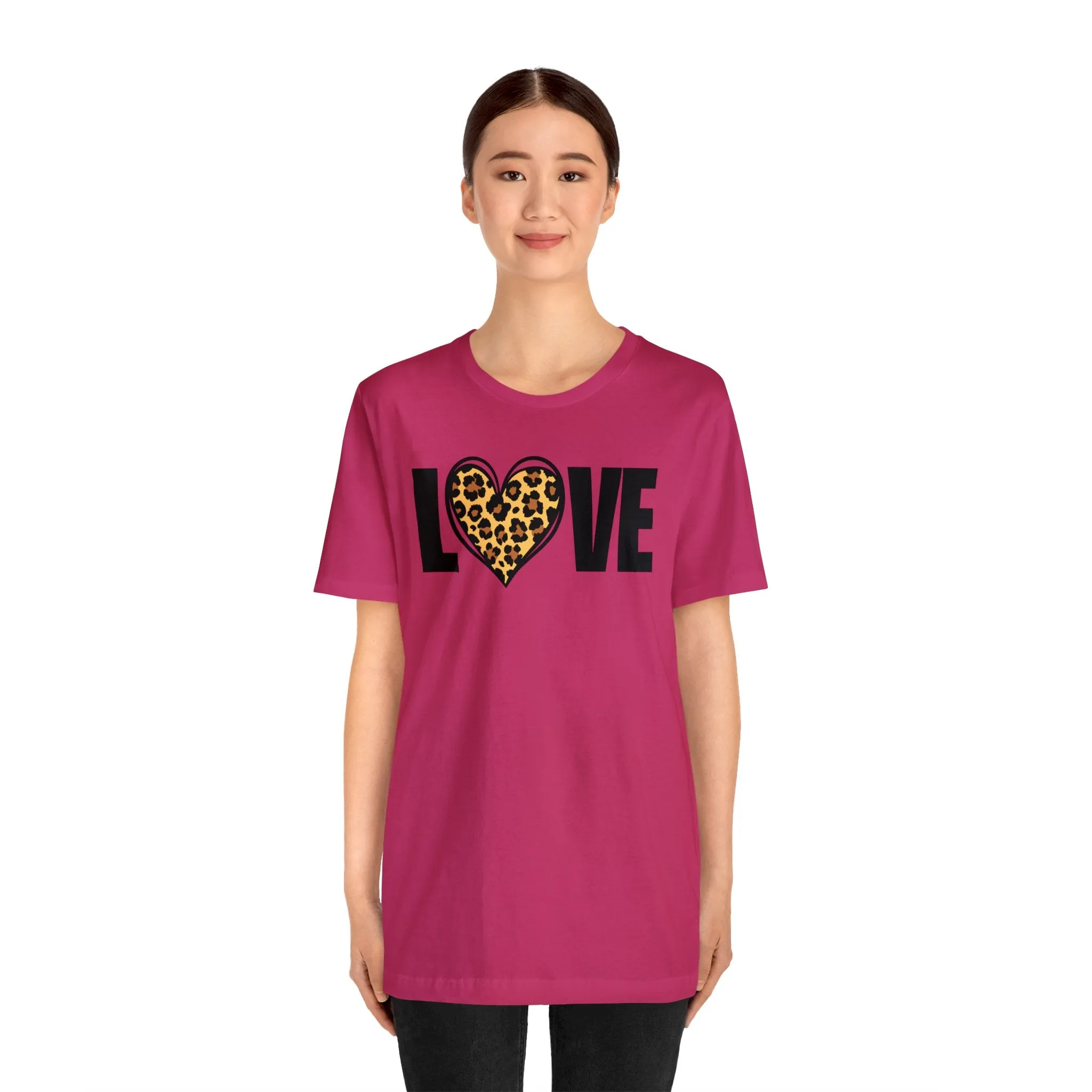 Leopard Heart Happy Valentine's Day T-Shirt | Sweetheart Love Tee |  Bella Canvas 3001 Unisex |  I Love You Short Sleeve Tshirt