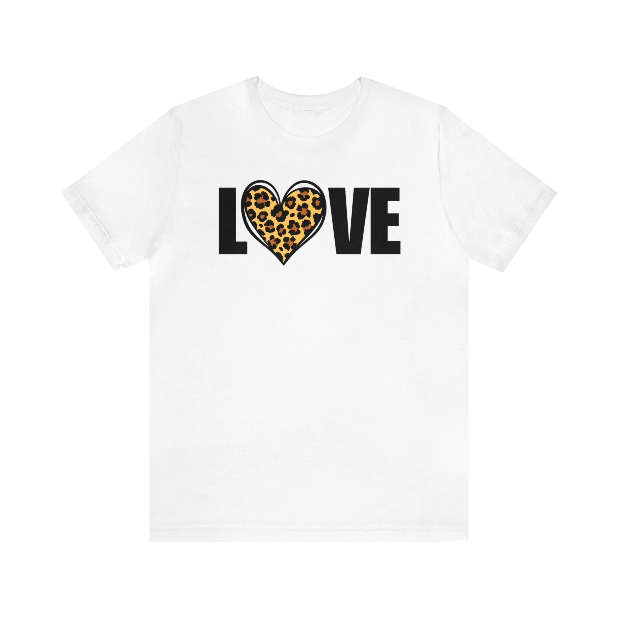 Leopard Heart Happy Valentine's Day T-Shirt | Sweetheart Love Tee |  Bella Canvas 3001 Unisex |  I Love You Short Sleeve Tshirt