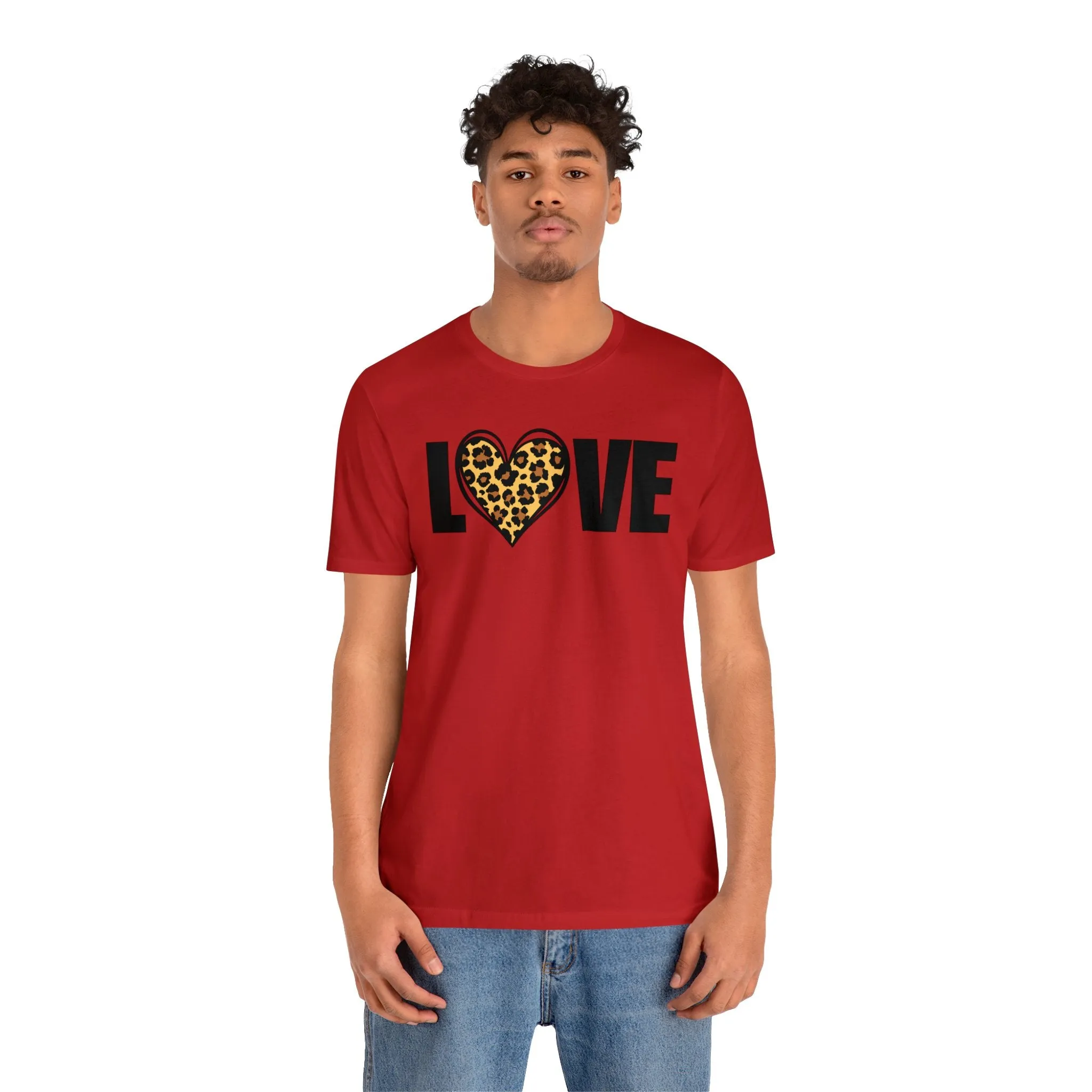 Leopard Heart Happy Valentine's Day T-Shirt | Sweetheart Love Tee |  Bella Canvas 3001 Unisex |  I Love You Short Sleeve Tshirt