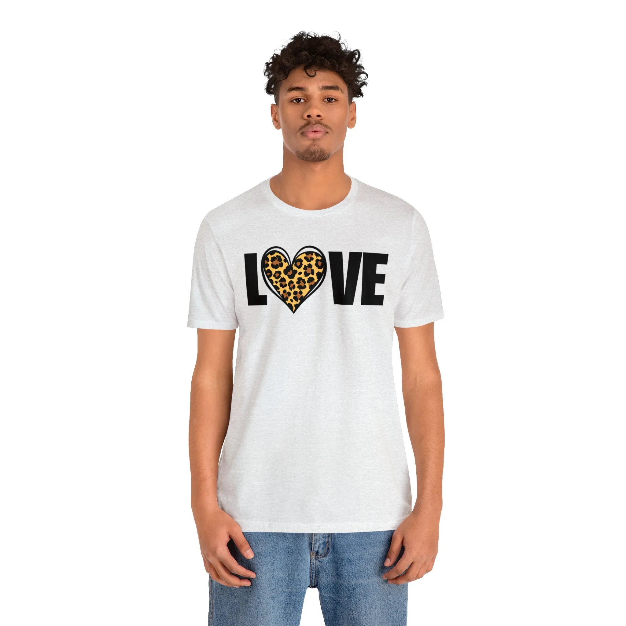 Leopard Heart Happy Valentine's Day T-Shirt | Sweetheart Love Tee |  Bella Canvas 3001 Unisex |  I Love You Short Sleeve Tshirt