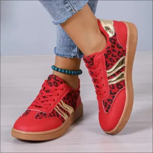 Leopard Lace Up Athletic Sneakers