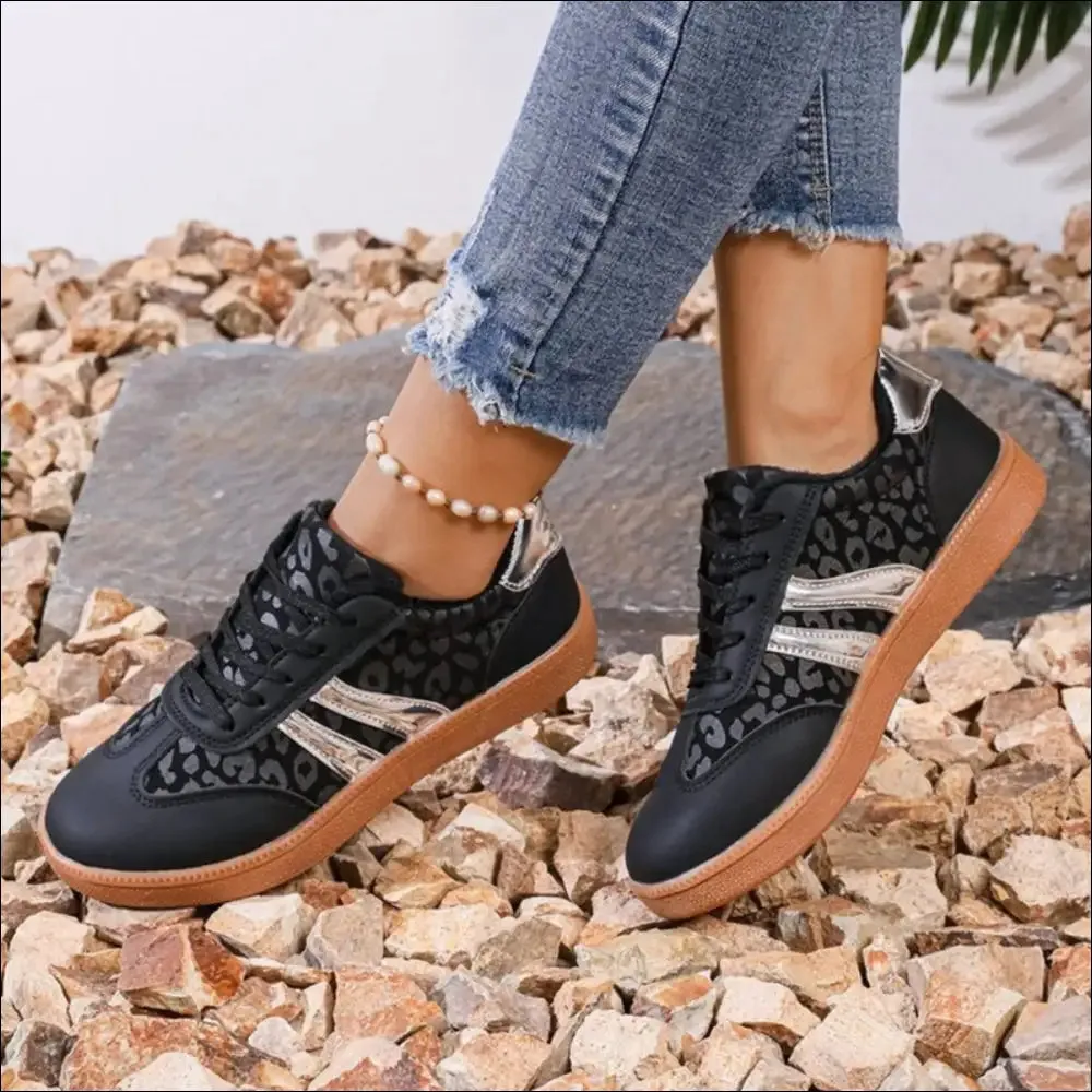 Leopard Lace Up Athletic Sneakers