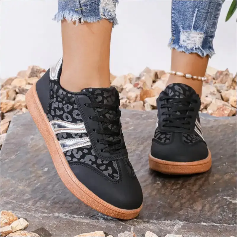 Leopard Lace Up Athletic Sneakers