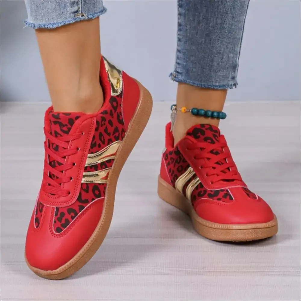 Leopard Lace Up Athletic Sneakers