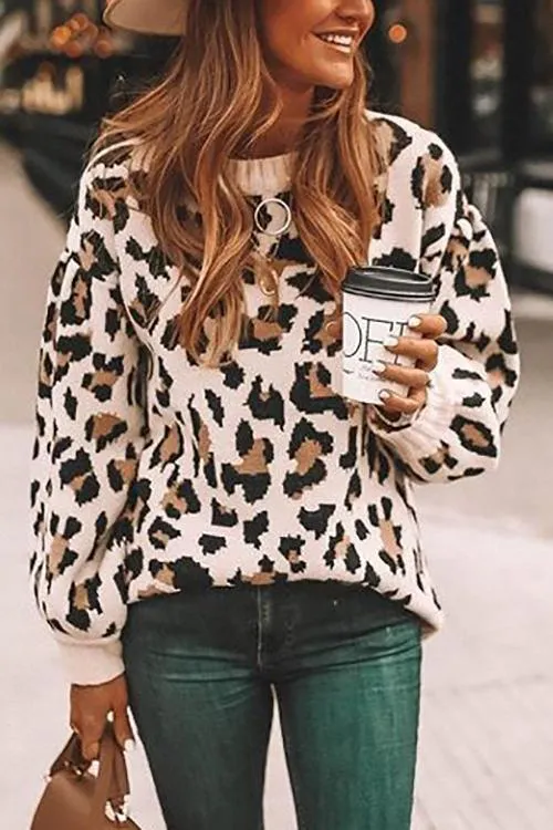 Leopard O Neck Sweater