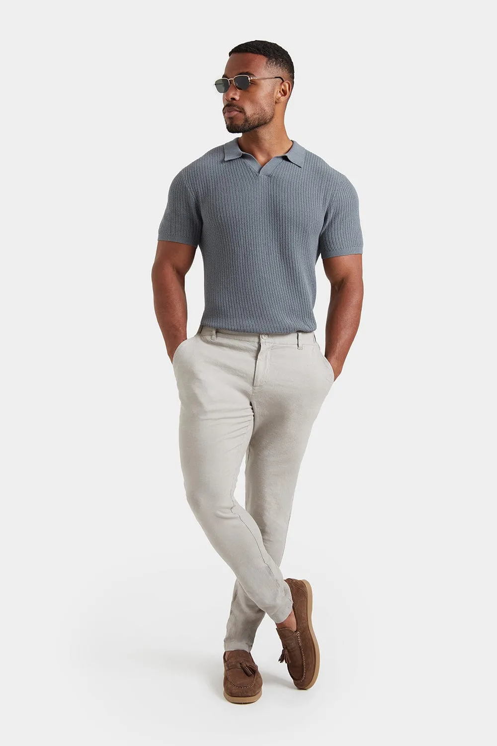Linen-blend Trousers in Stone