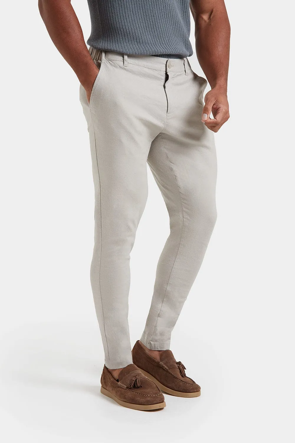 Linen-blend Trousers in Stone