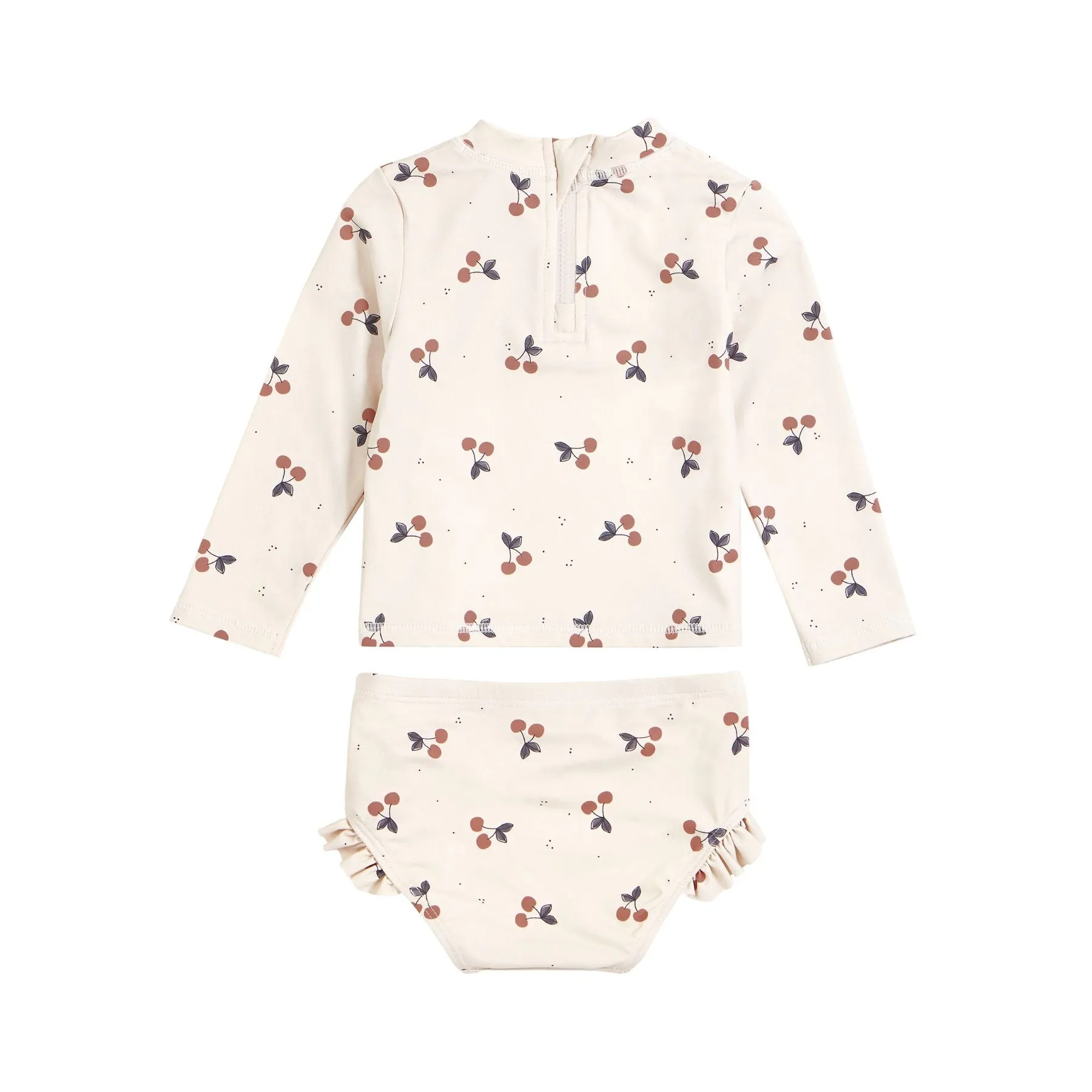 Long Sleeve Two-Piece Swim Set, Cherries on Crème