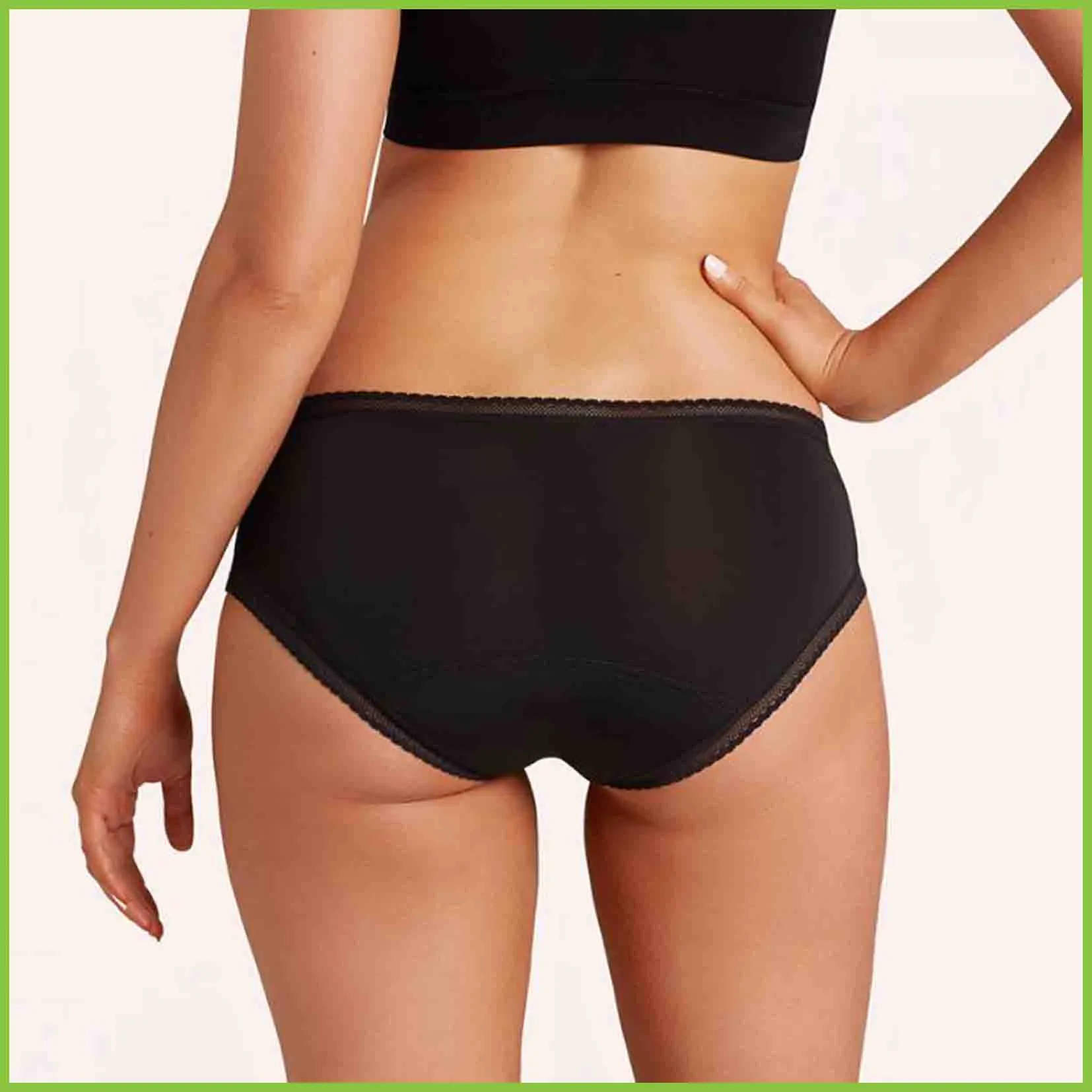 Love Luna Period Underwear - Bikini Brief (15ml) - Black