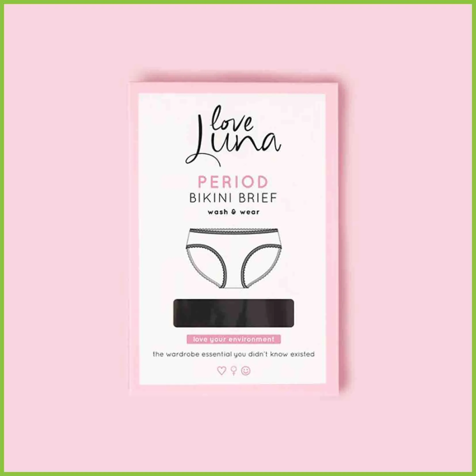 Love Luna Period Underwear - Bikini Brief (15ml) - Black