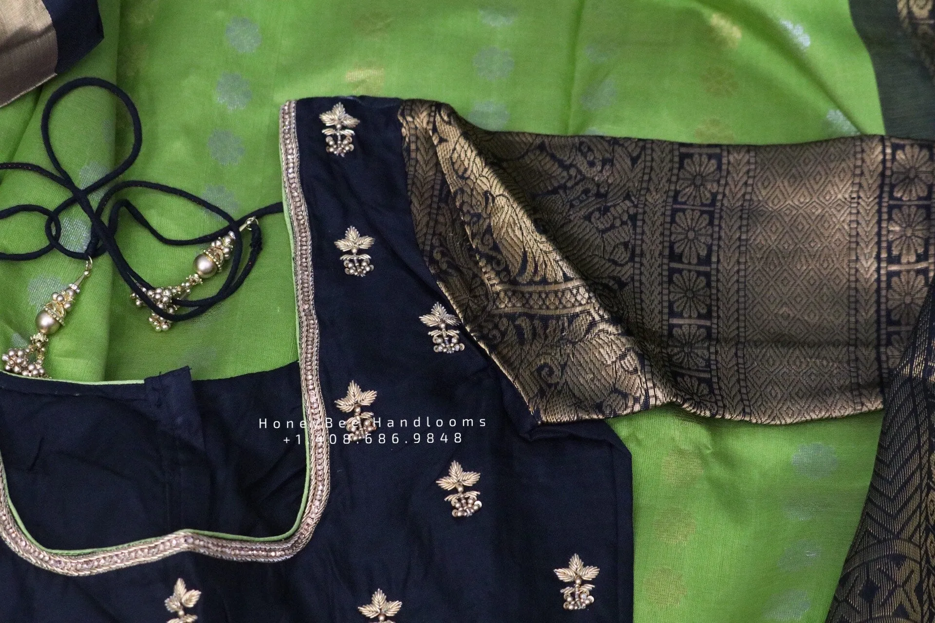 Lyte Weight Pattu Saree blouse -Pattu Blouse -Kuppadam Tissue Pattu Saree blouse - Saree Blouse -Green Saree Blouse -Black Blouse-Silk Saree
