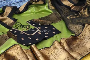 Lyte Weight Pattu Saree blouse -Pattu Blouse -Kuppadam Tissue Pattu Saree blouse - Saree Blouse -Green Saree Blouse -Black Blouse-Silk Saree