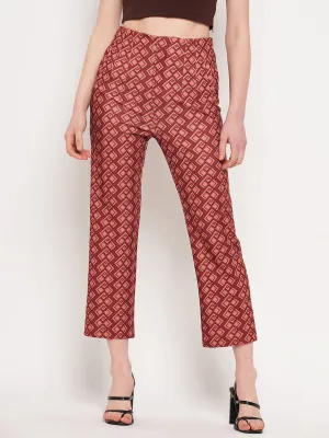 Madame Printed Rosewood Trouser