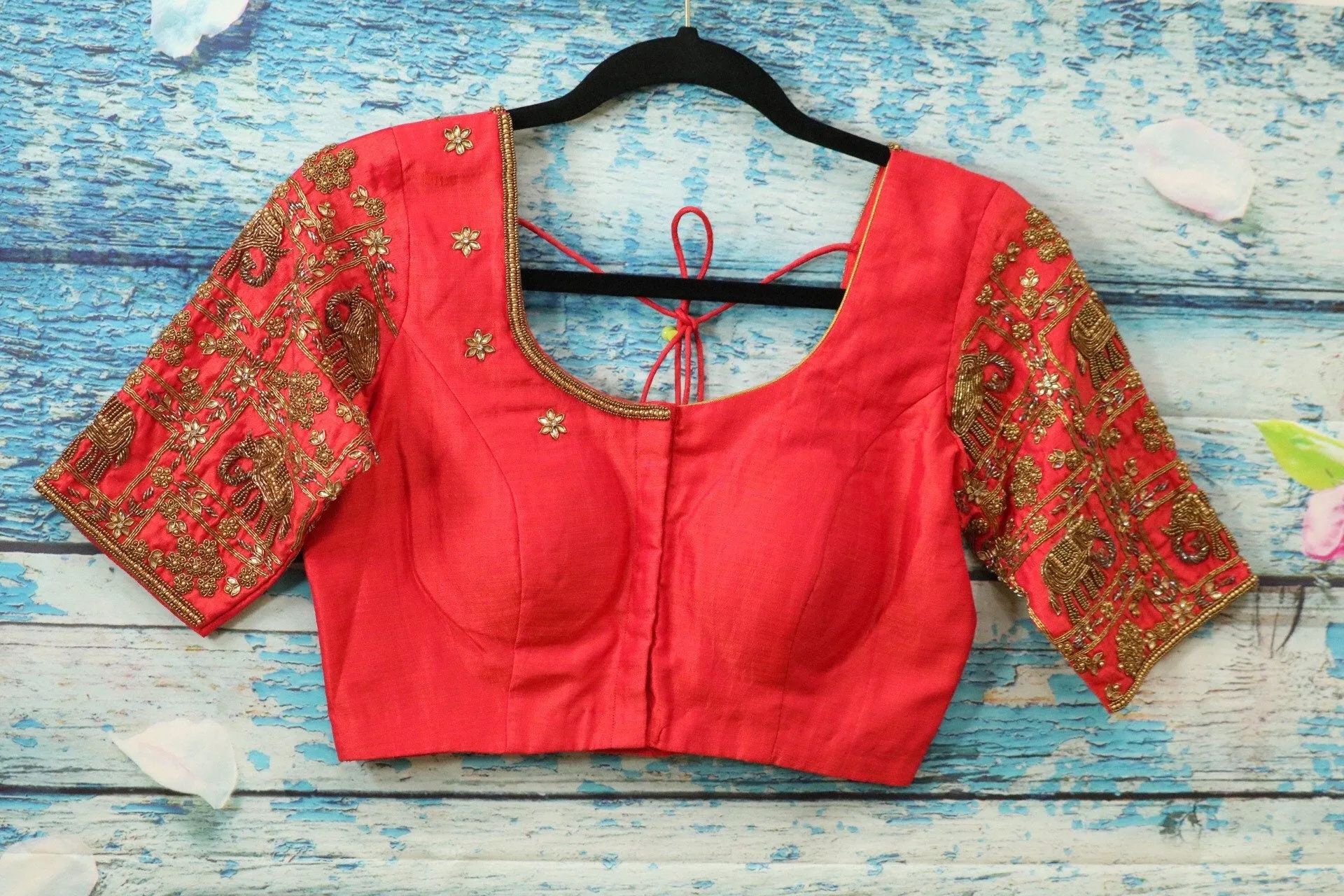 Maggam work designer blouse - Pattu Saree Blouse -kundan work blouse - handloom Saree Blouse - peach pink Saree Blouse - pink  Blouse