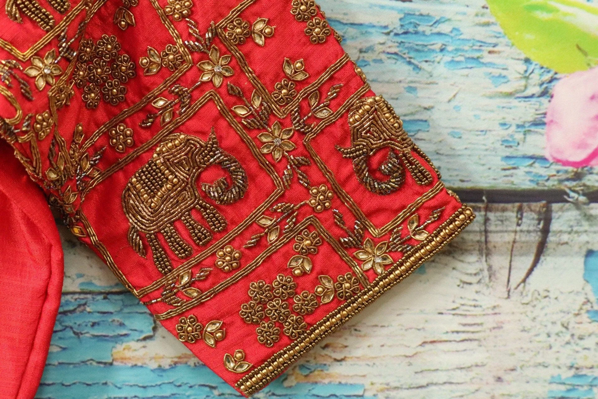 Maggam work designer blouse - Pattu Saree Blouse -kundan work blouse - handloom Saree Blouse - peach pink Saree Blouse - pink  Blouse