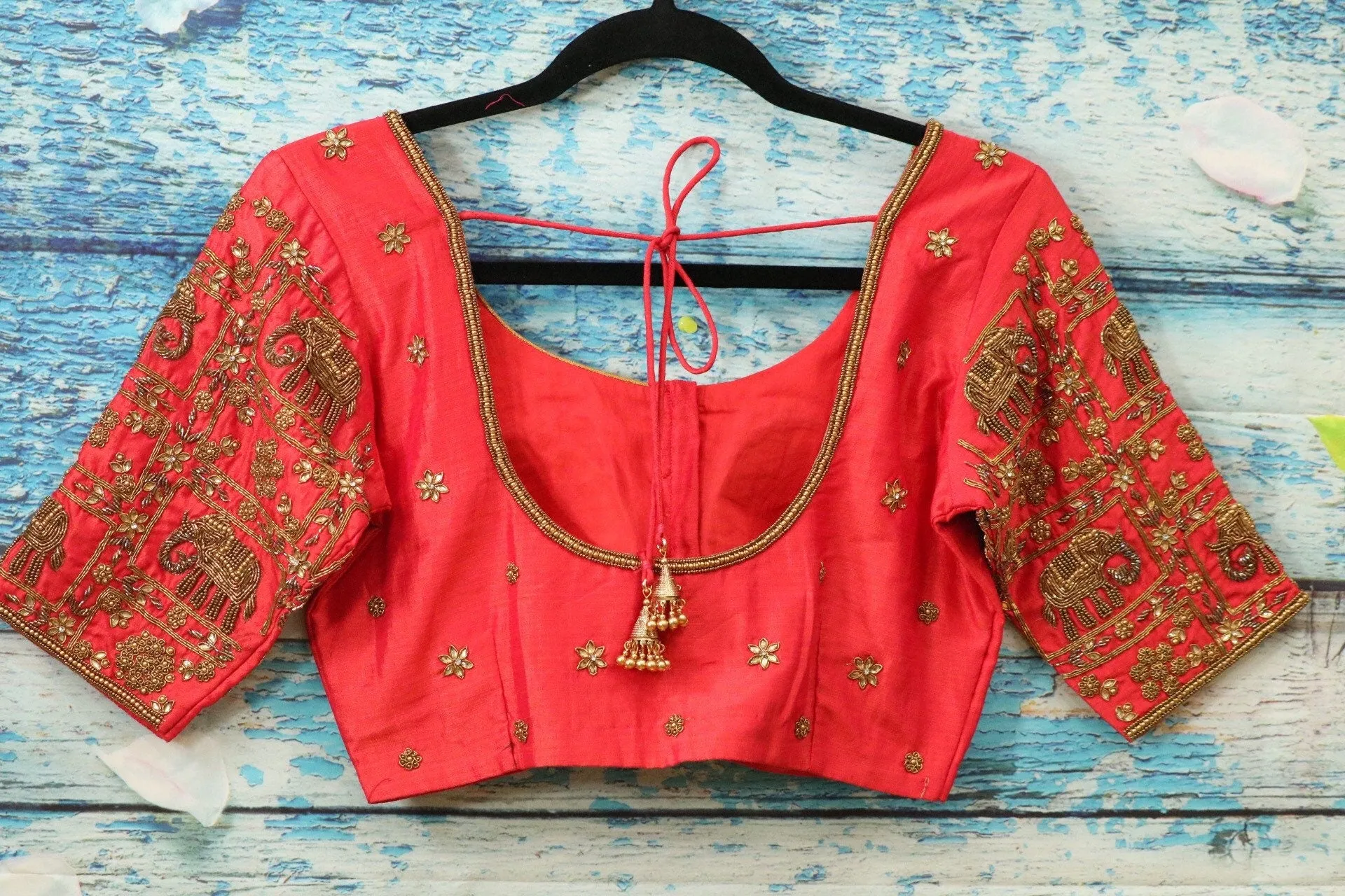 Maggam work designer blouse - Pattu Saree Blouse -kundan work blouse - handloom Saree Blouse - peach pink Saree Blouse - pink  Blouse