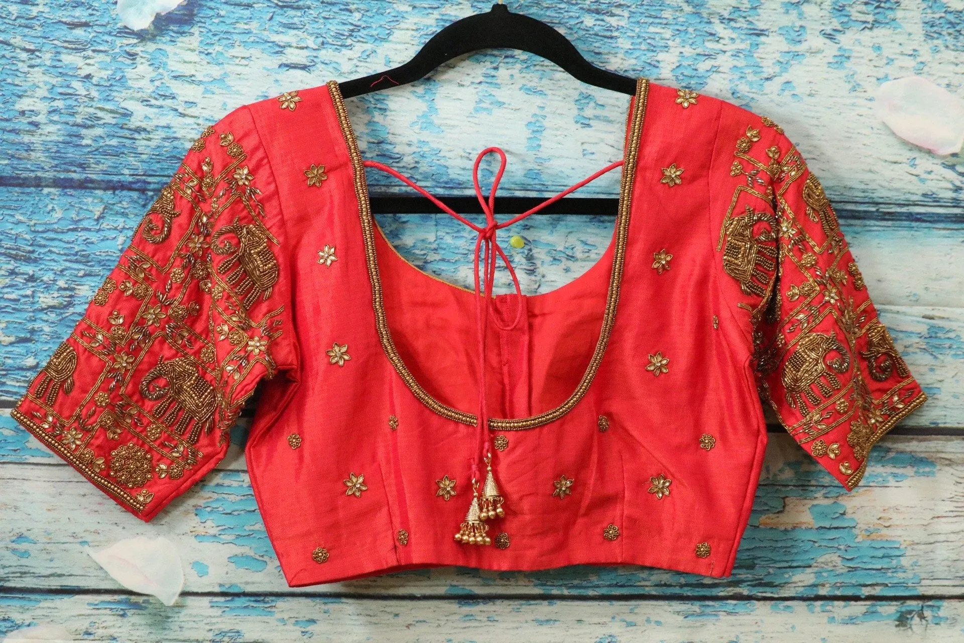 Maggam work designer blouse - Pattu Saree Blouse -kundan work blouse - handloom Saree Blouse - peach pink Saree Blouse - pink  Blouse