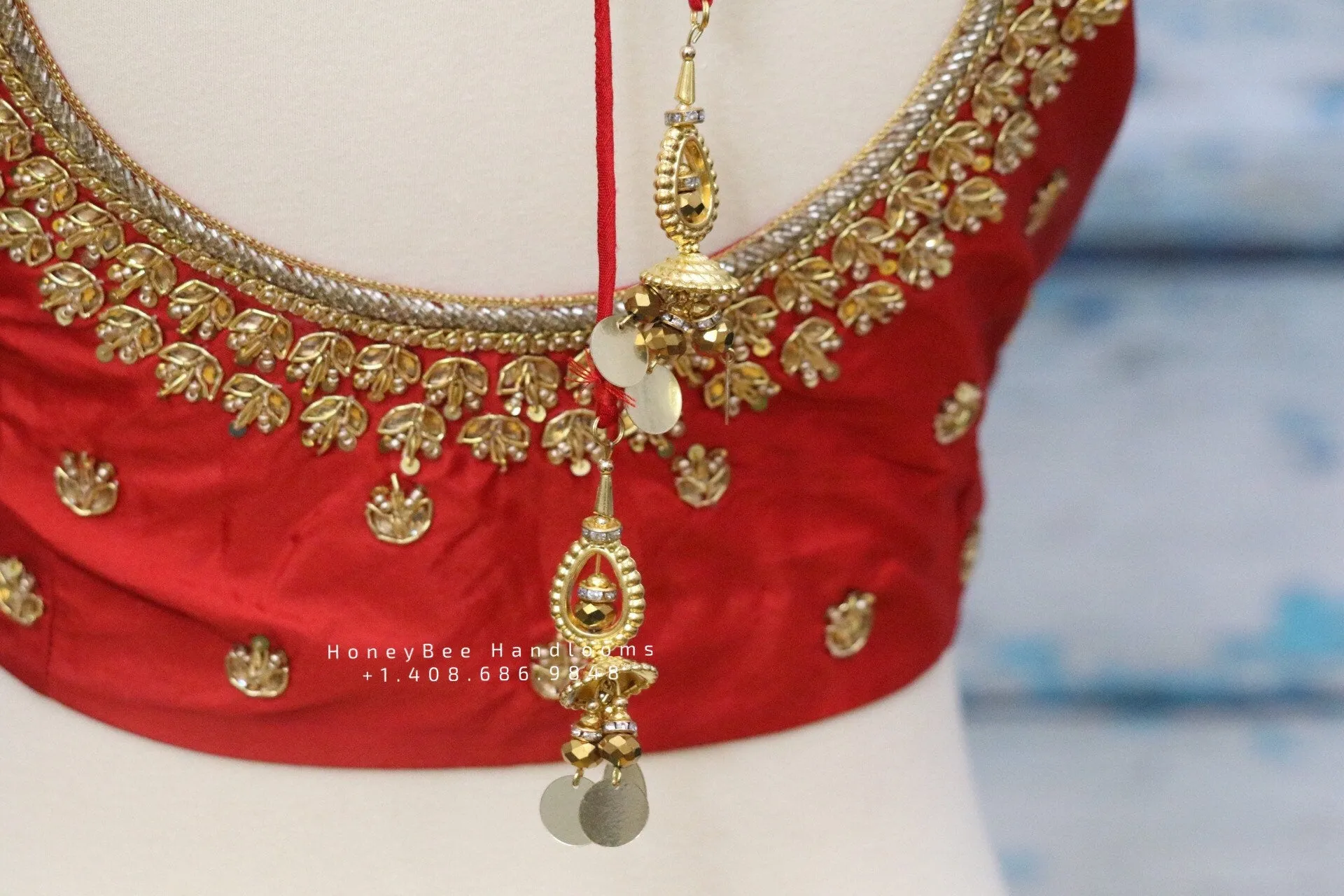 Maggam work designer blouse - Pattu Saree Blouse -Maggam work blouse - Kundan work blouse - Saree Blouse - red Saree Blouse - red Blouse