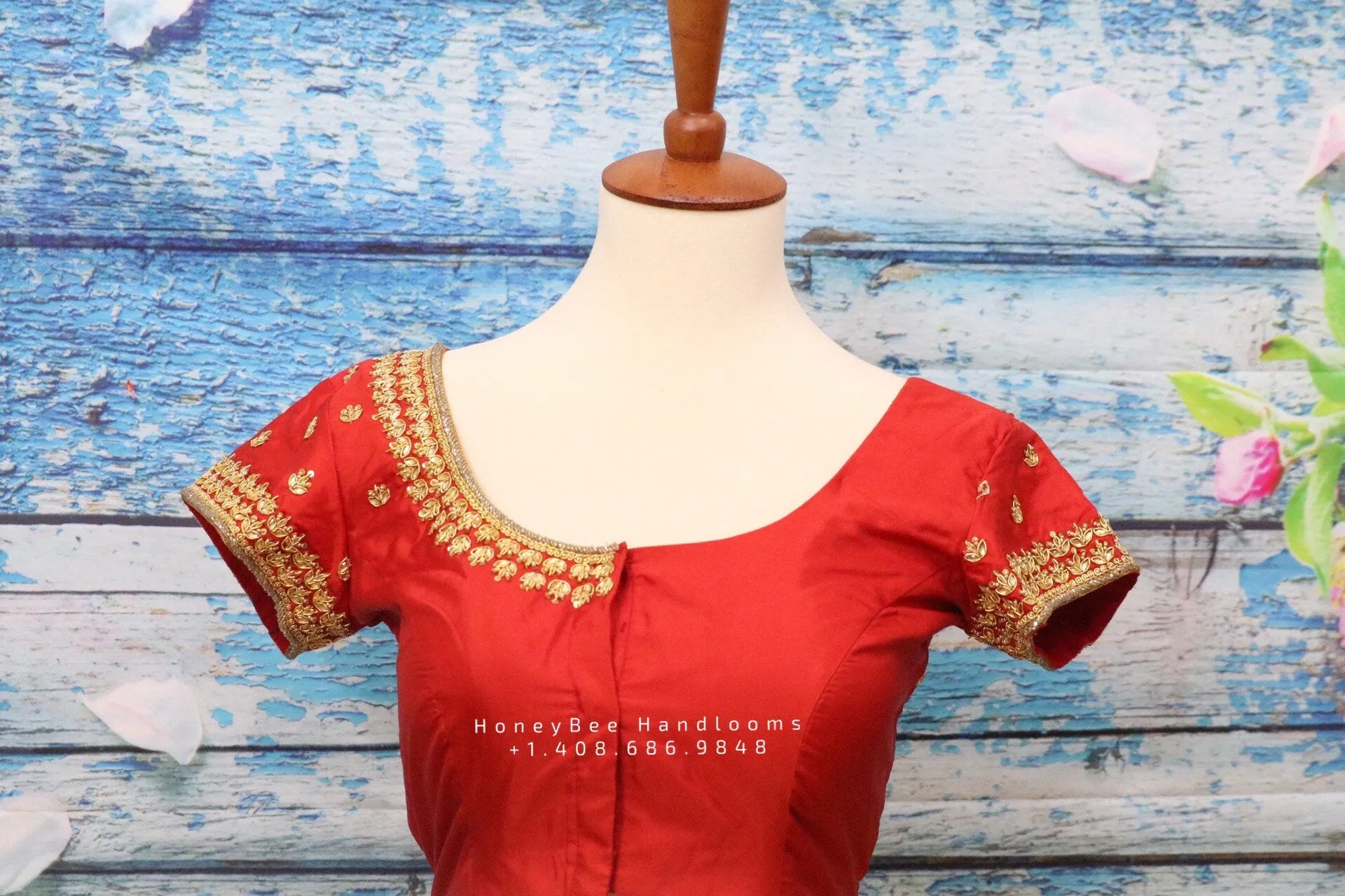 Maggam work designer blouse - Pattu Saree Blouse -Maggam work blouse - Kundan work blouse - Saree Blouse - red Saree Blouse - red Blouse