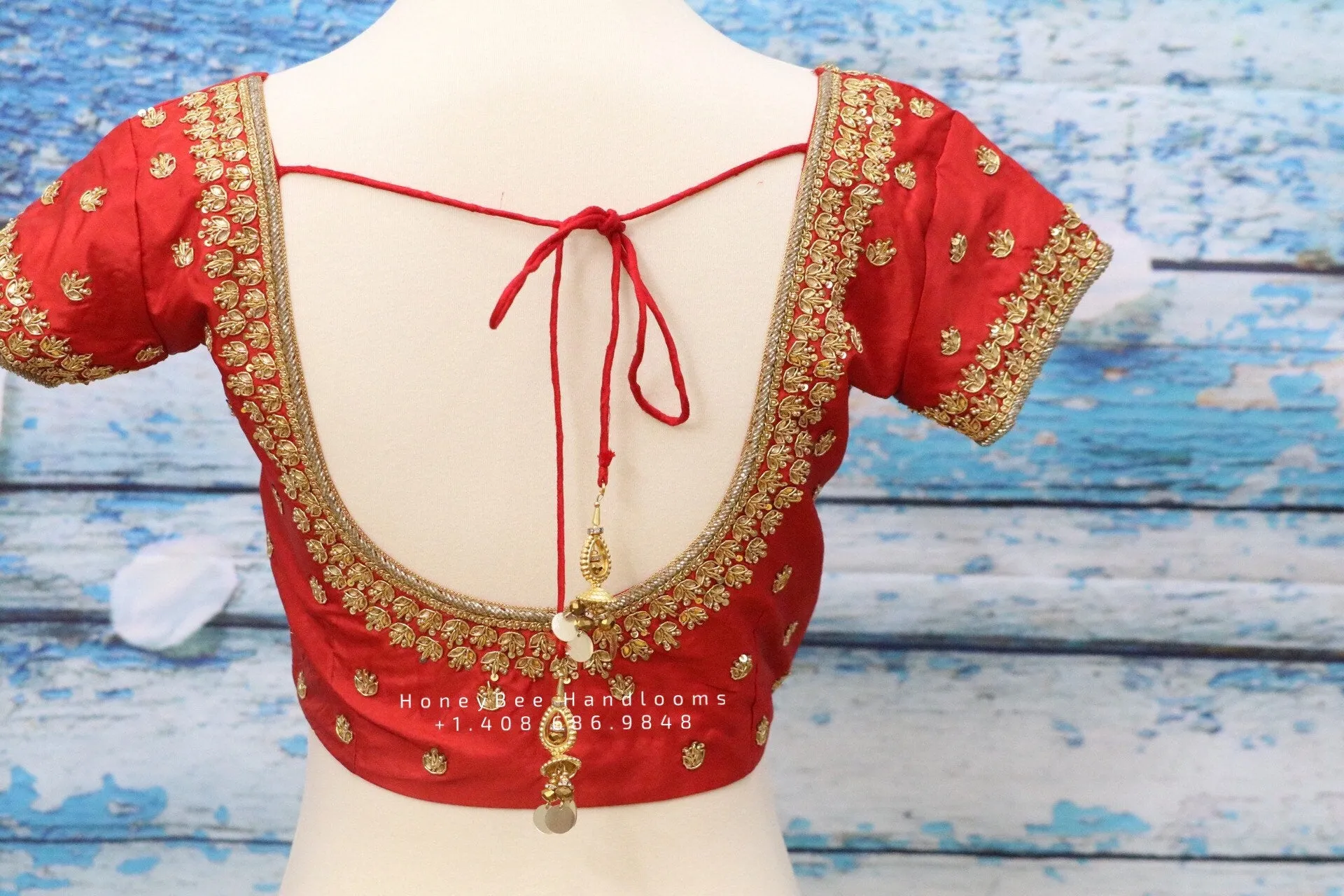 Maggam work designer blouse - Pattu Saree Blouse -Maggam work blouse - Kundan work blouse - Saree Blouse - red Saree Blouse - red Blouse
