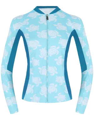 Maldives Blue Turtle Womens Rash Guard