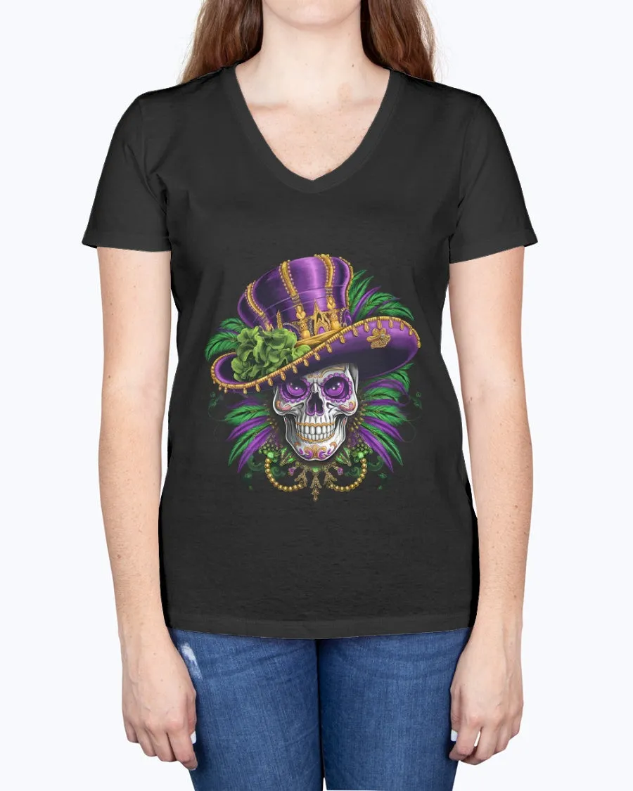 Mardi Gras Skull-hat - T-Shirt, V-Neck & Tank