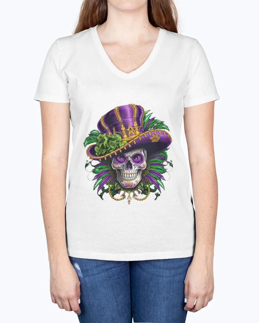 Mardi Gras Skull-hat - T-Shirt, V-Neck & Tank