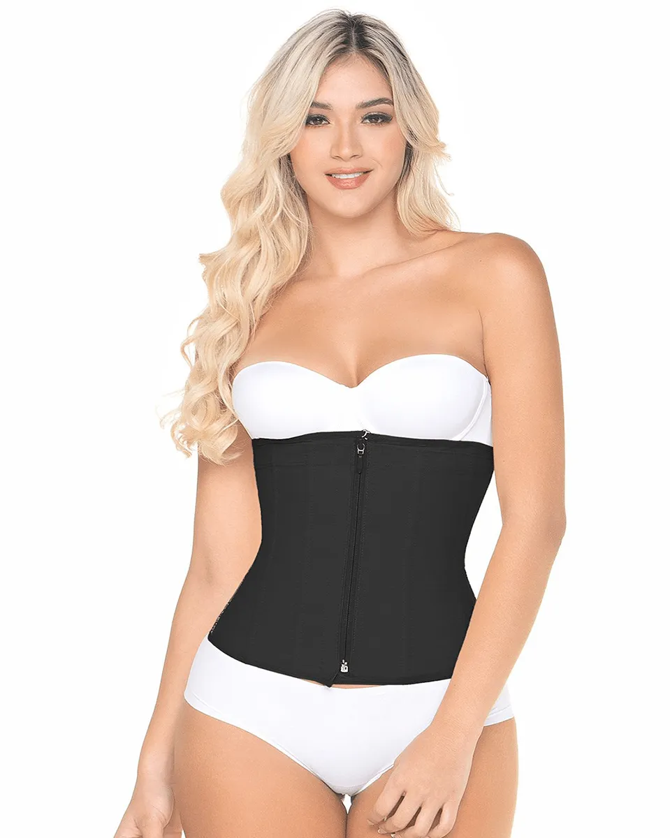 MariaE Fajas Waist Cincher Shapewear with front Zipper & Inner Hooks