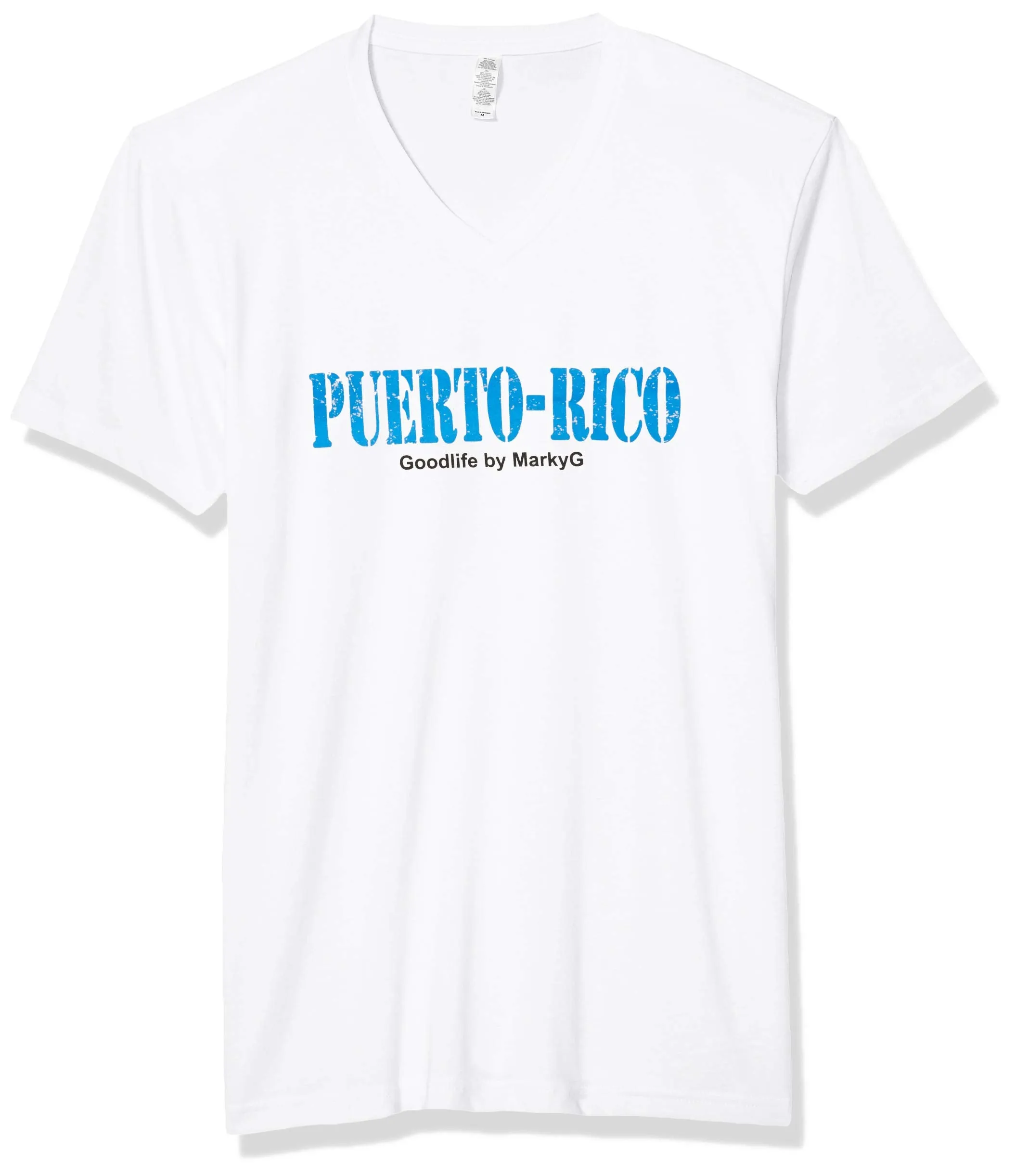 Marky G Apparel Men's Puerto Rico Graphic Printed Premium Tops Fitted Sueded Short Sleeve V-Neck T-Shirt