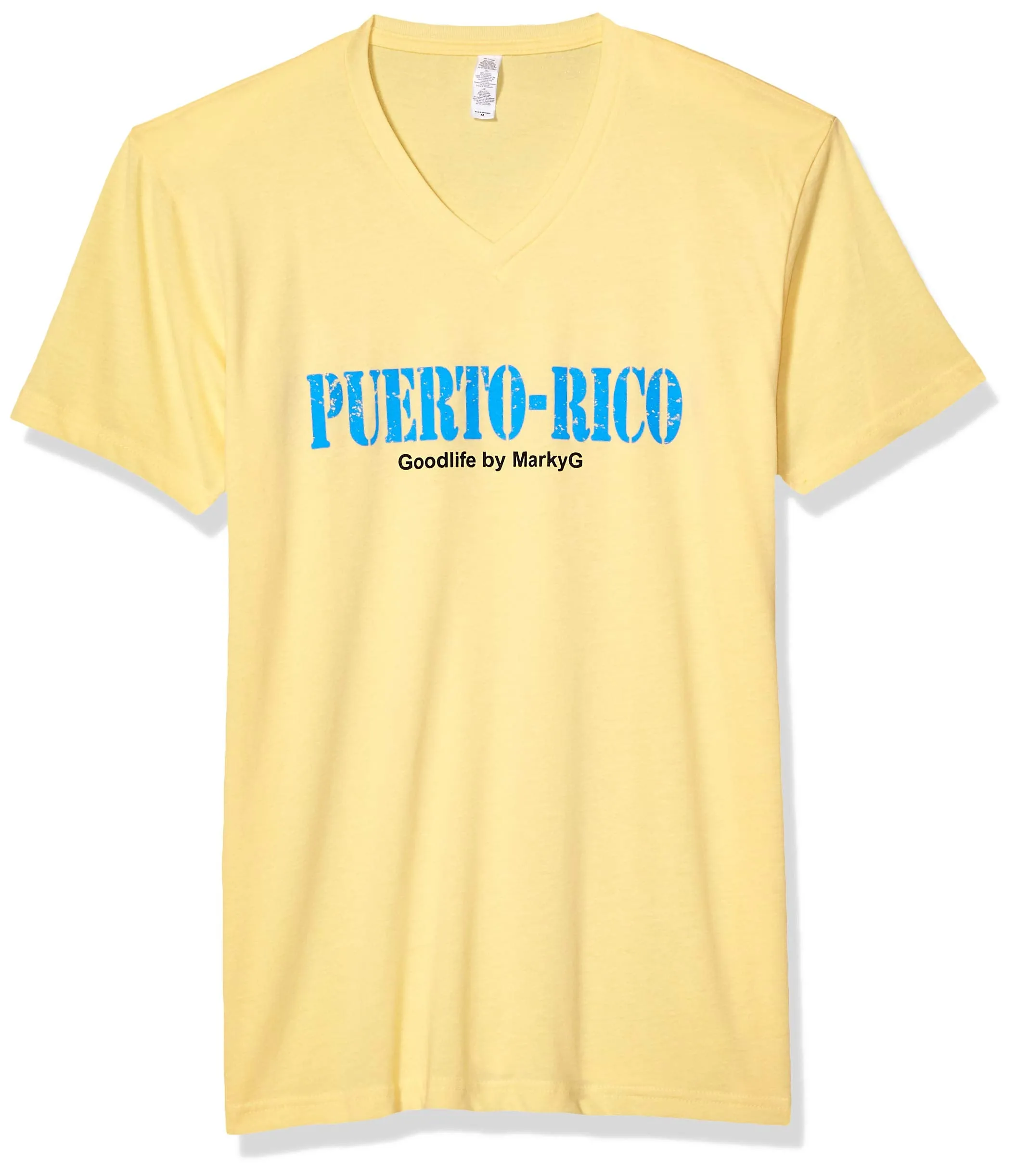 Marky G Apparel Men's Puerto Rico Graphic Printed Premium Tops Fitted Sueded Short Sleeve V-Neck T-Shirt
