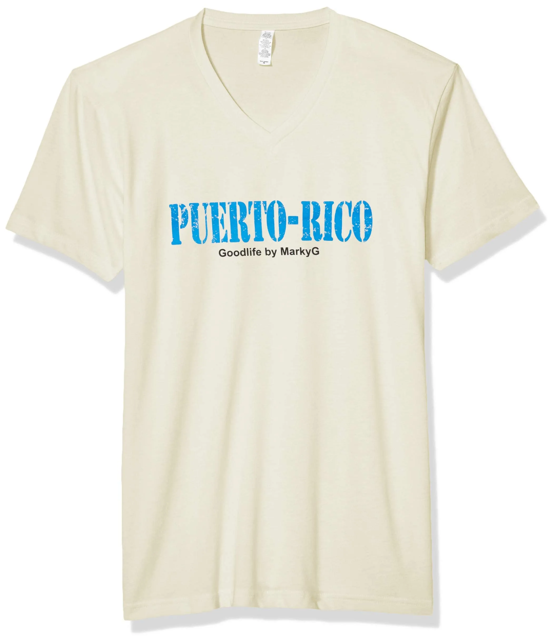 Marky G Apparel Men's Puerto Rico Graphic Printed Premium Tops Fitted Sueded Short Sleeve V-Neck T-Shirt