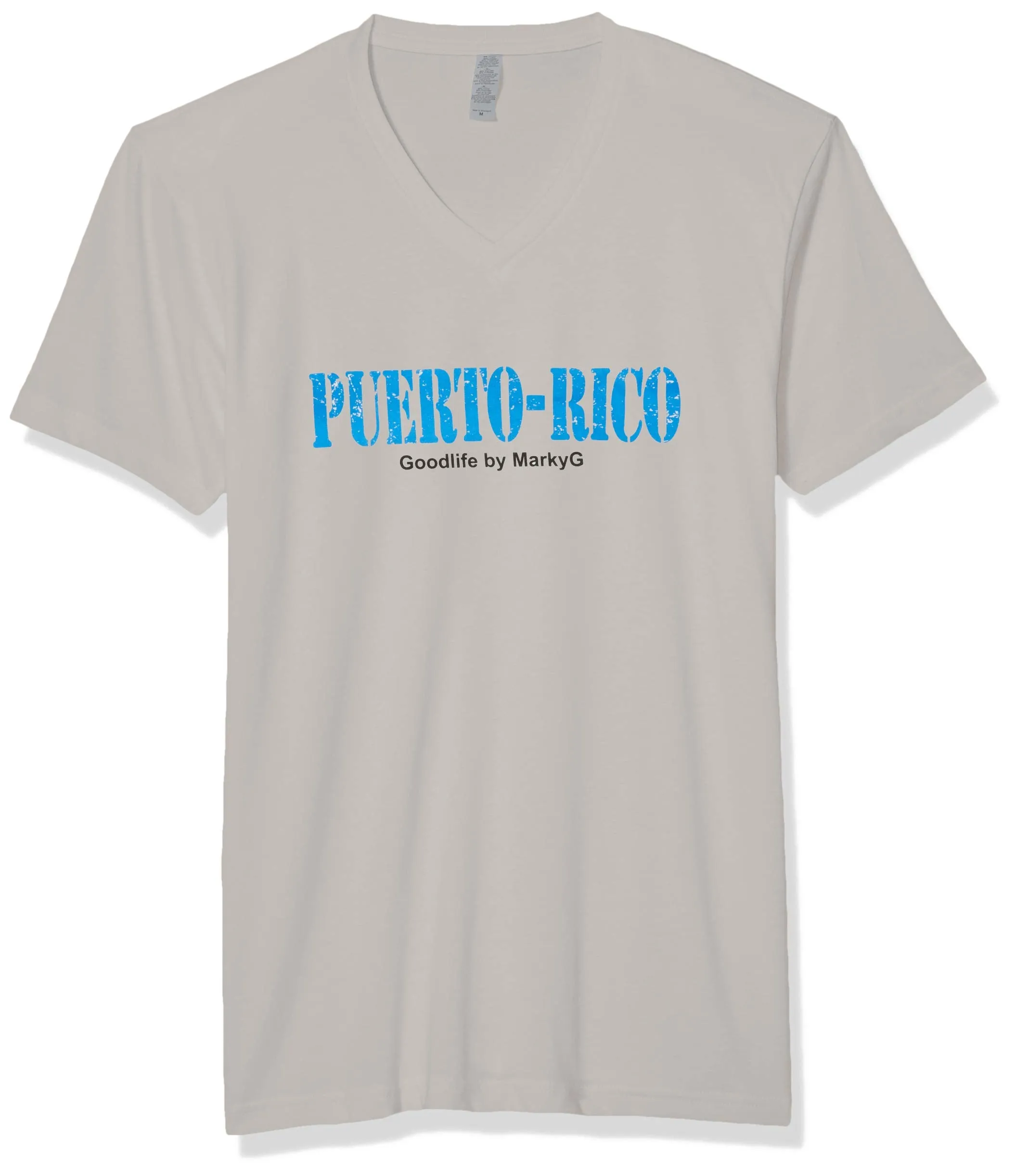 Marky G Apparel Men's Puerto Rico Graphic Printed Premium Tops Fitted Sueded Short Sleeve V-Neck T-Shirt