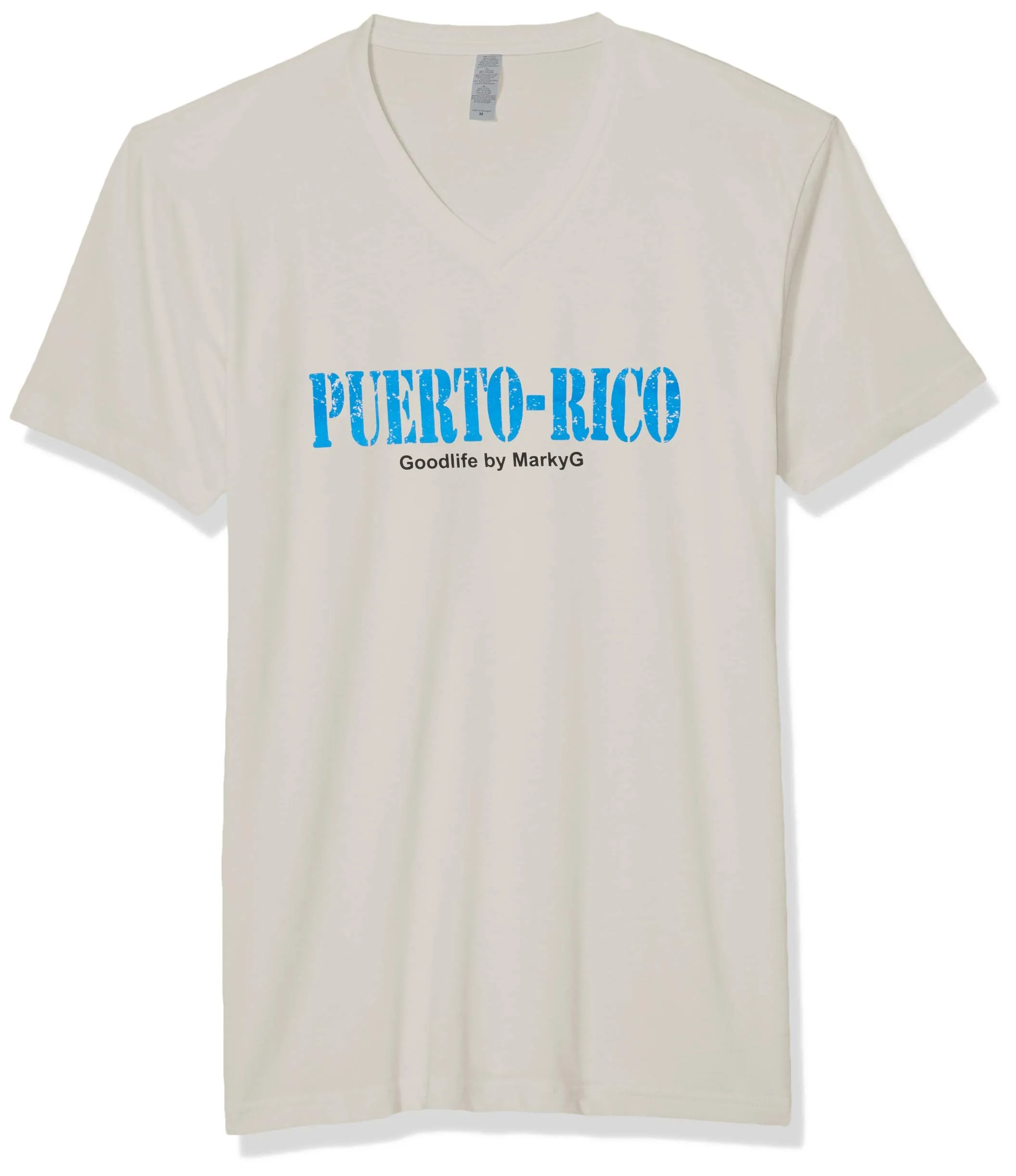 Marky G Apparel Men's Puerto Rico Graphic Printed Premium Tops Fitted Sueded Short Sleeve V-Neck T-Shirt